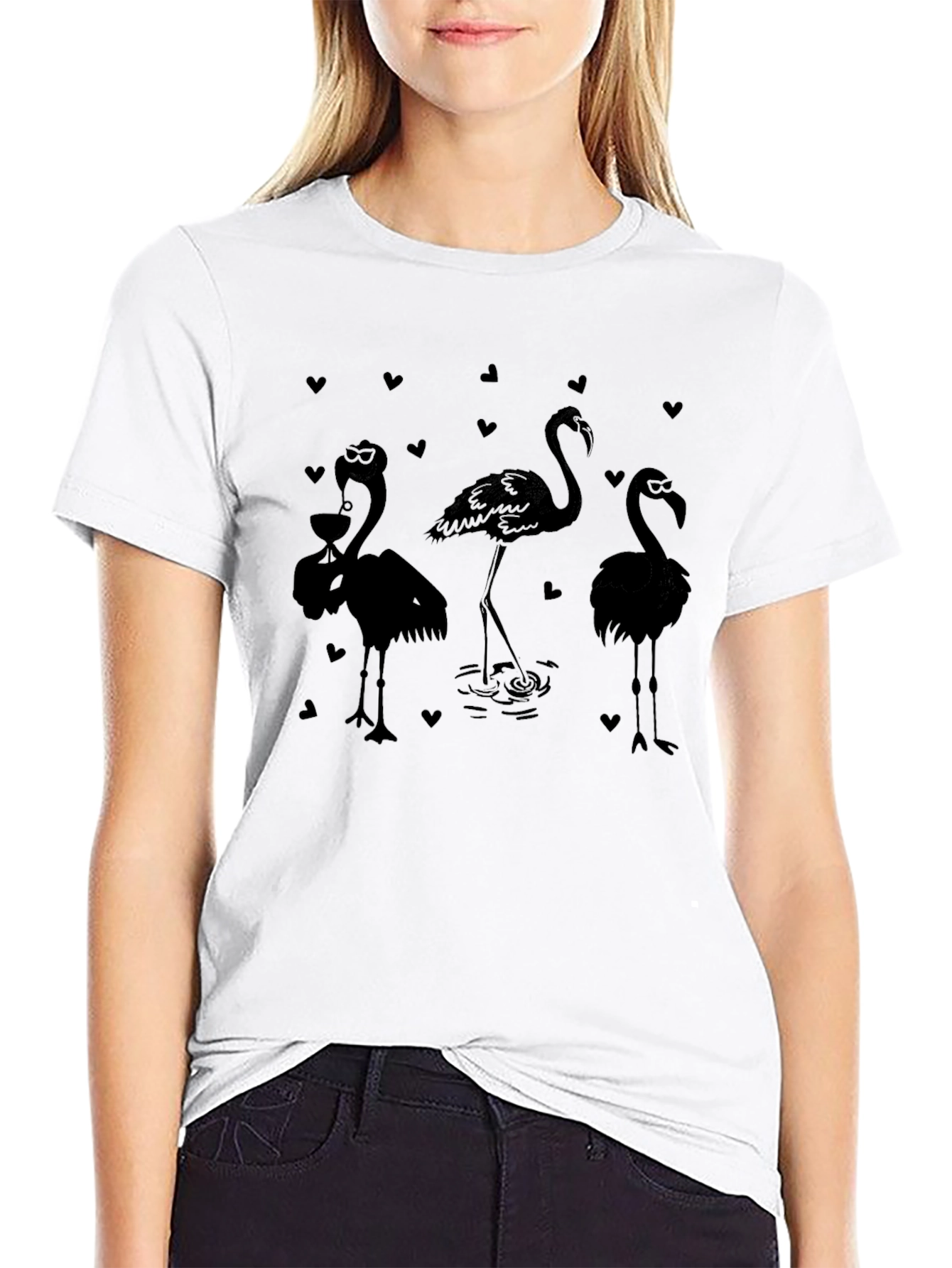 Black Flamingo Lover's Black T-Shirt view 9