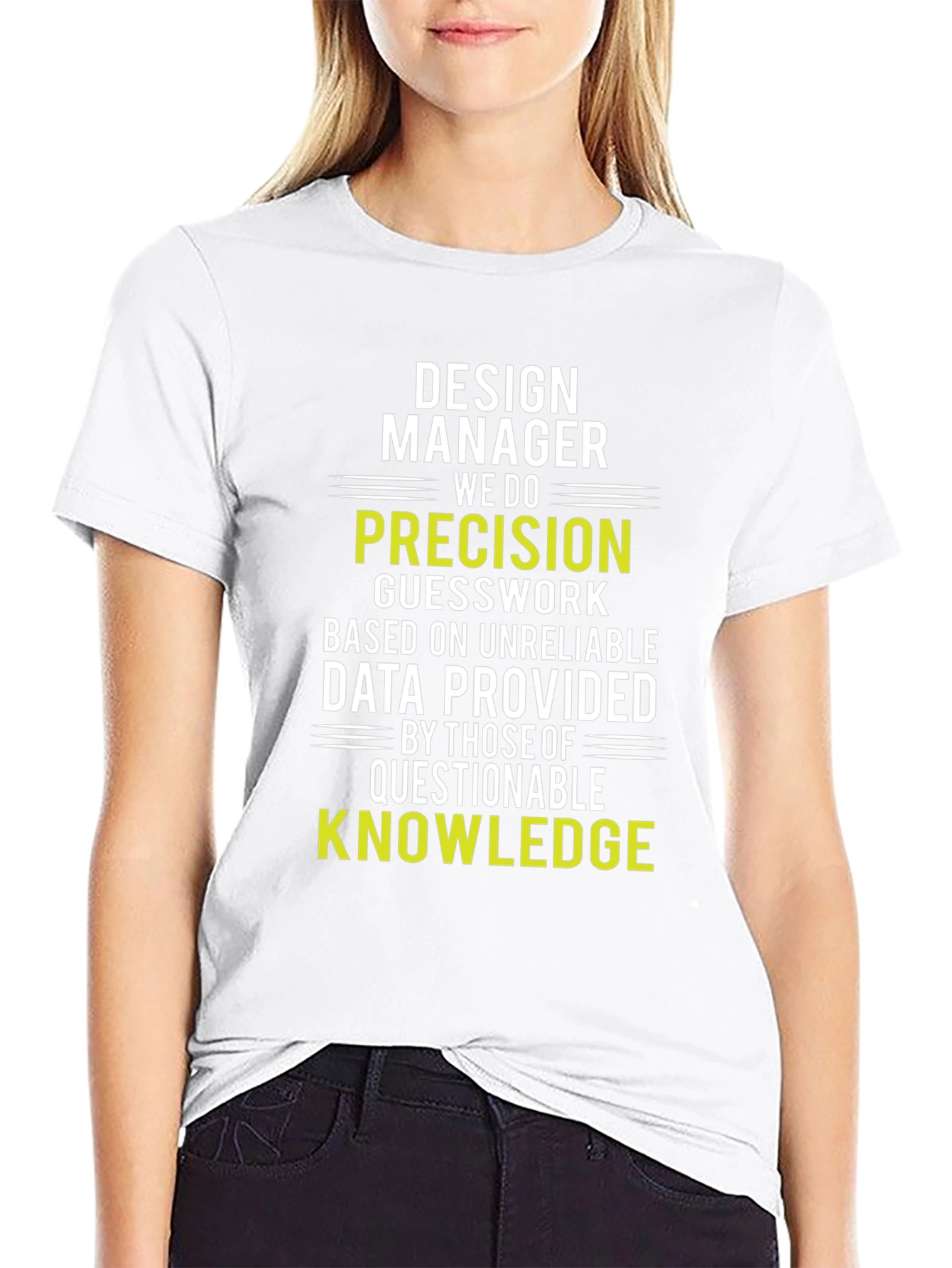 Black Design Manager Precision Knowledge T-Shirt view 9