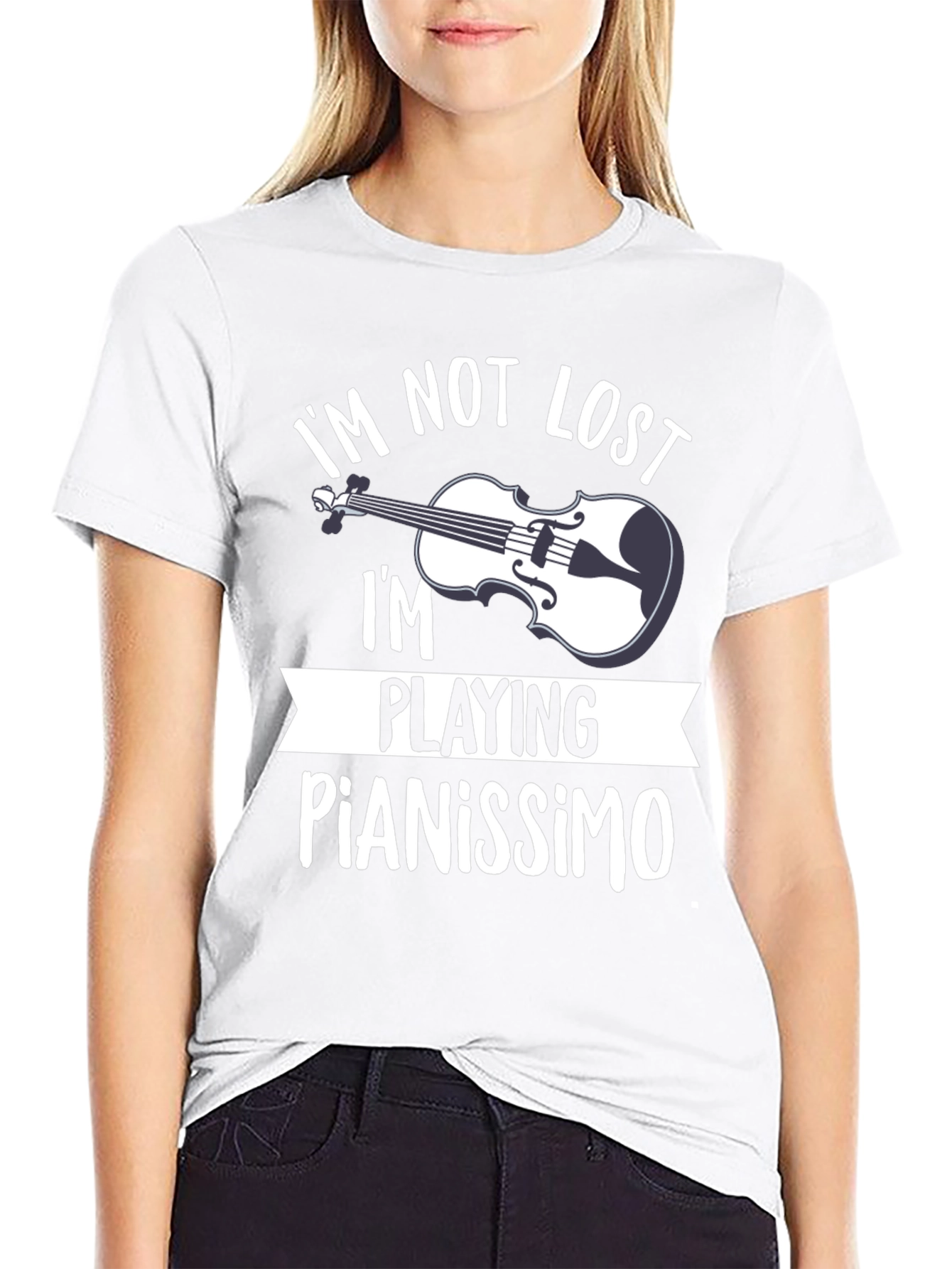 Black I'm Not Lost I'm Playing Pianissimo T-Shirt view 9