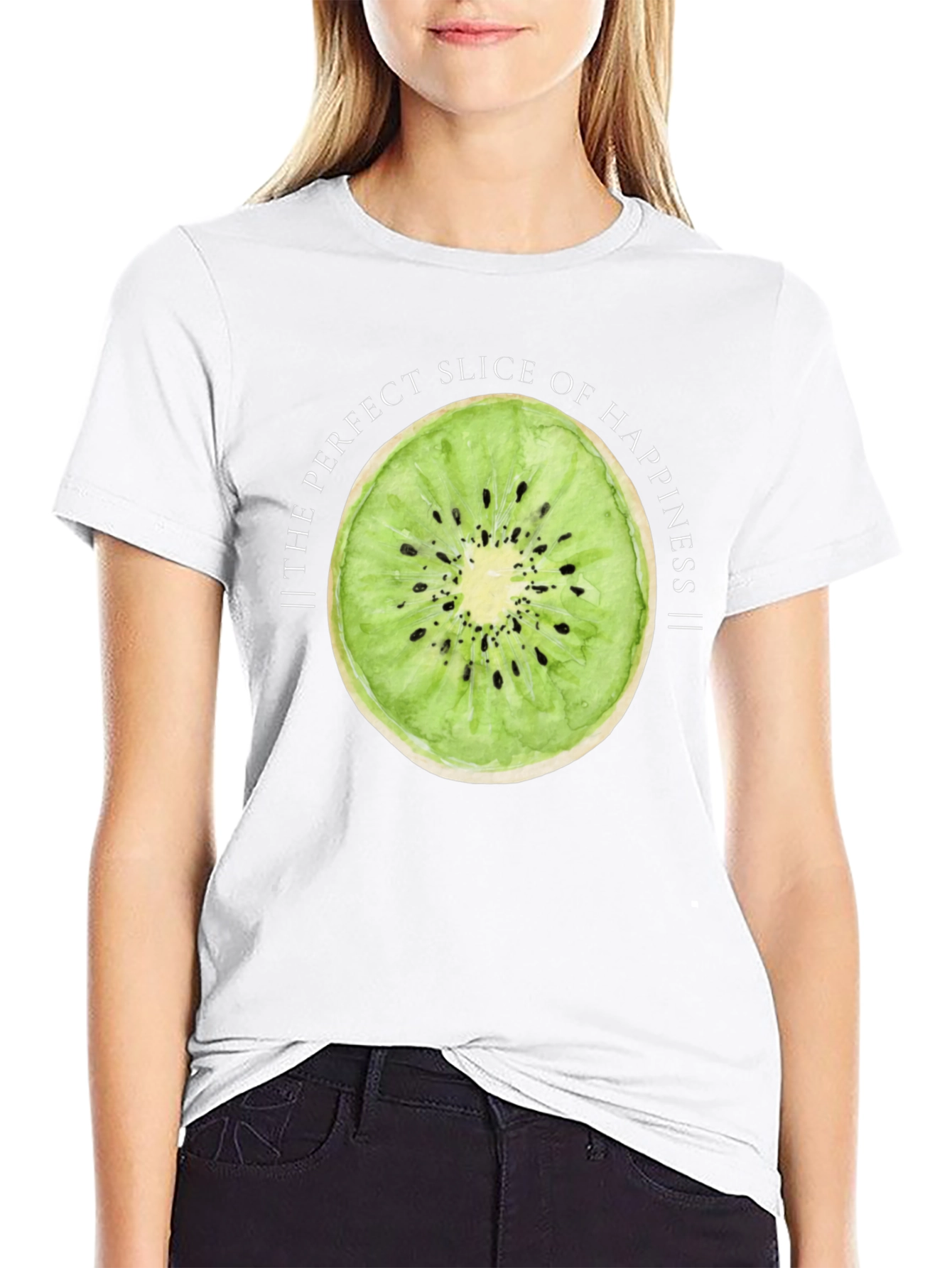 Black Kiwi Slice Happiness Graphic T-Shirt view 9