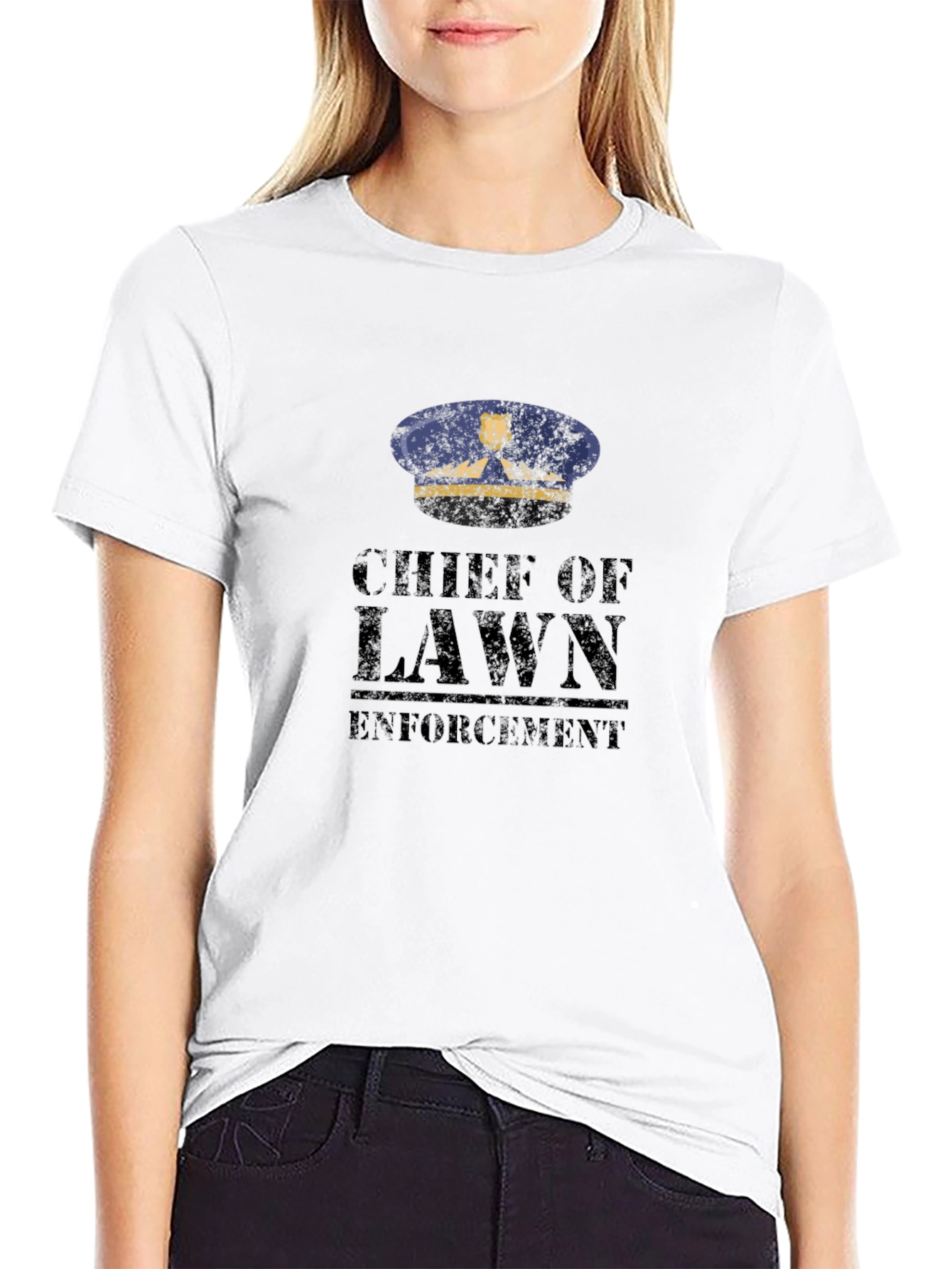 Black Chief of Lawn Enforcement T-Shirt - Black view 9