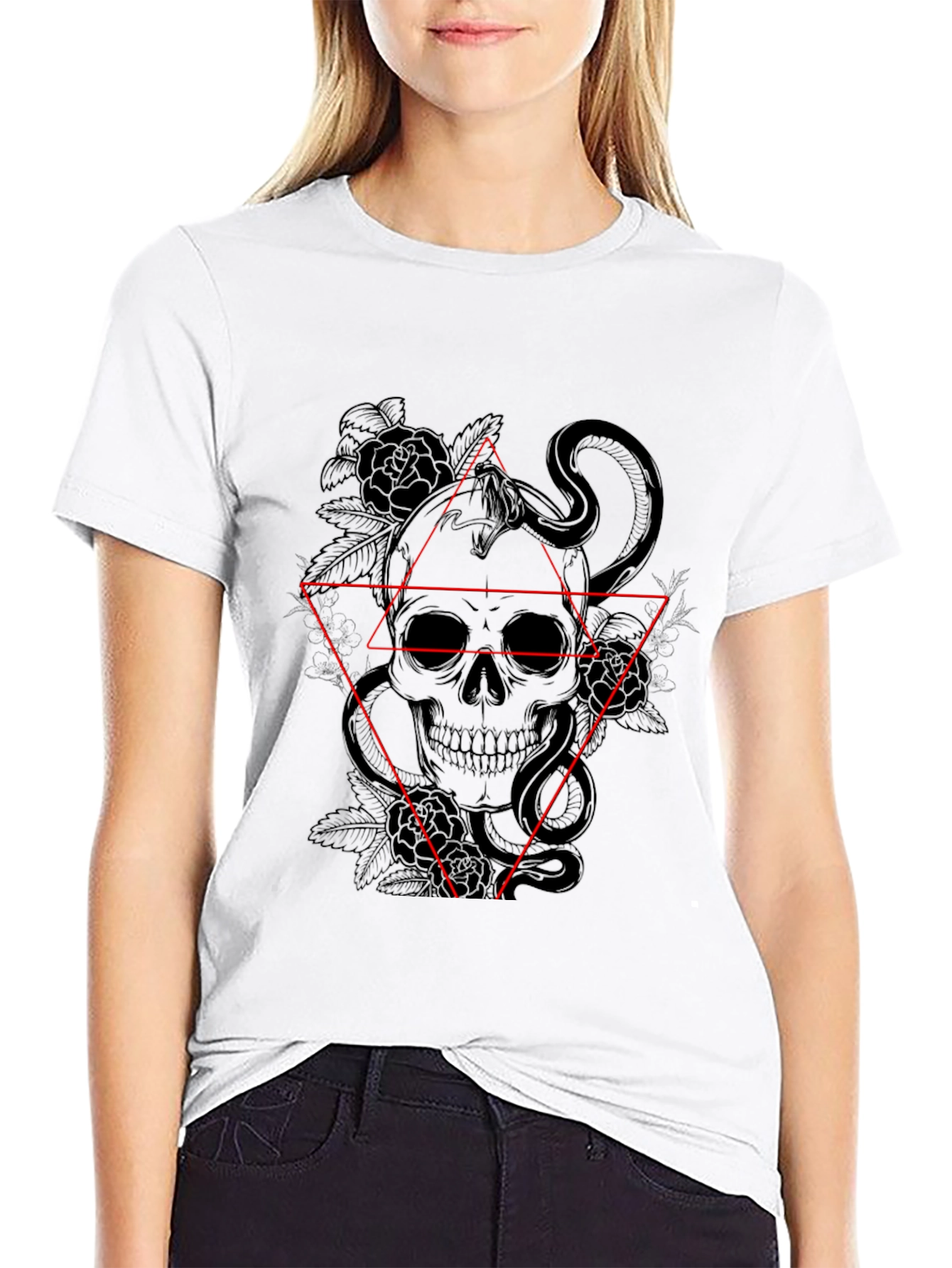 Black Skull & Snake Graphic Tee - Edgy Style view 9