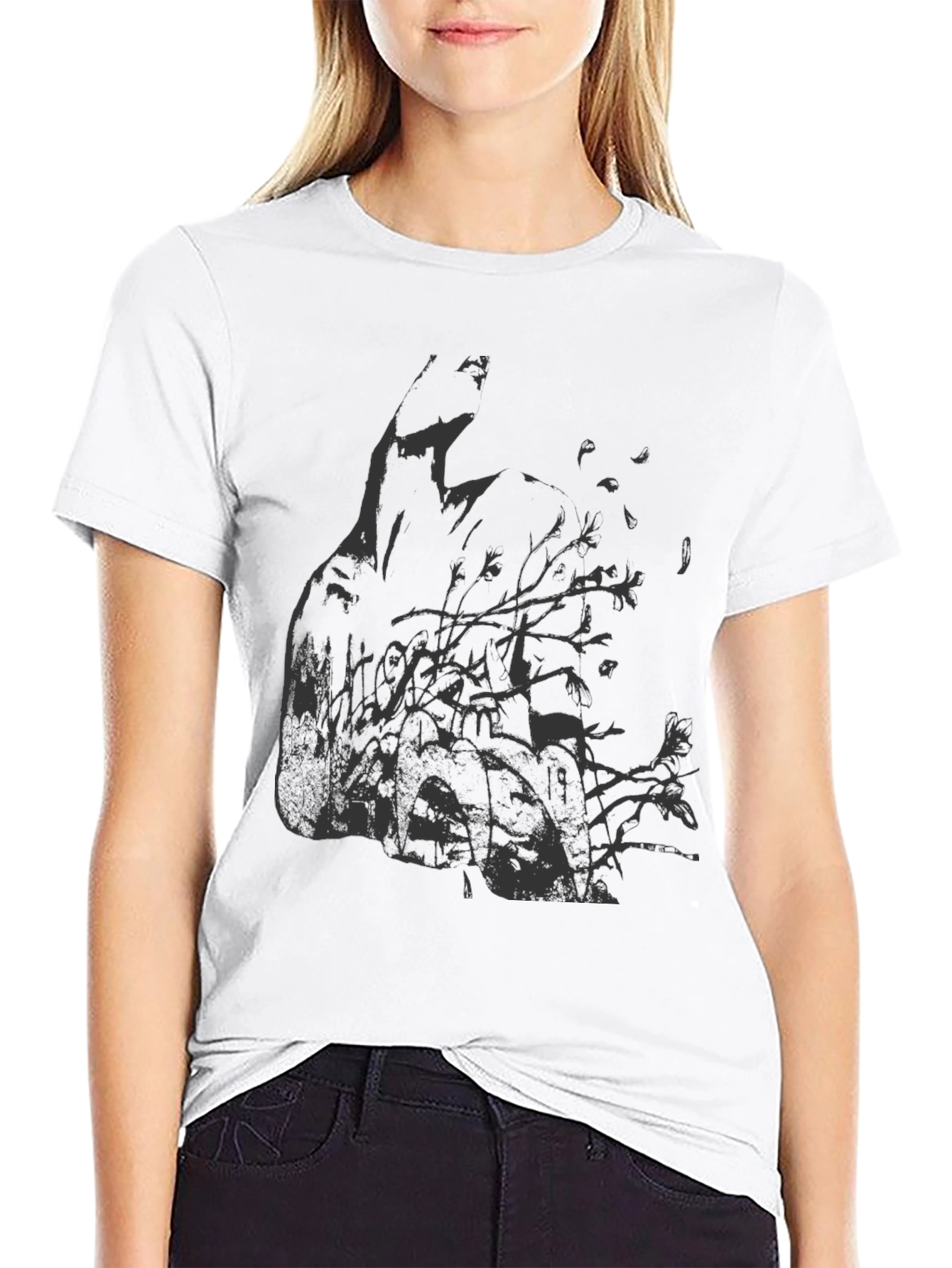 Black Abstract Graphic Print Black T-Shirt view 9