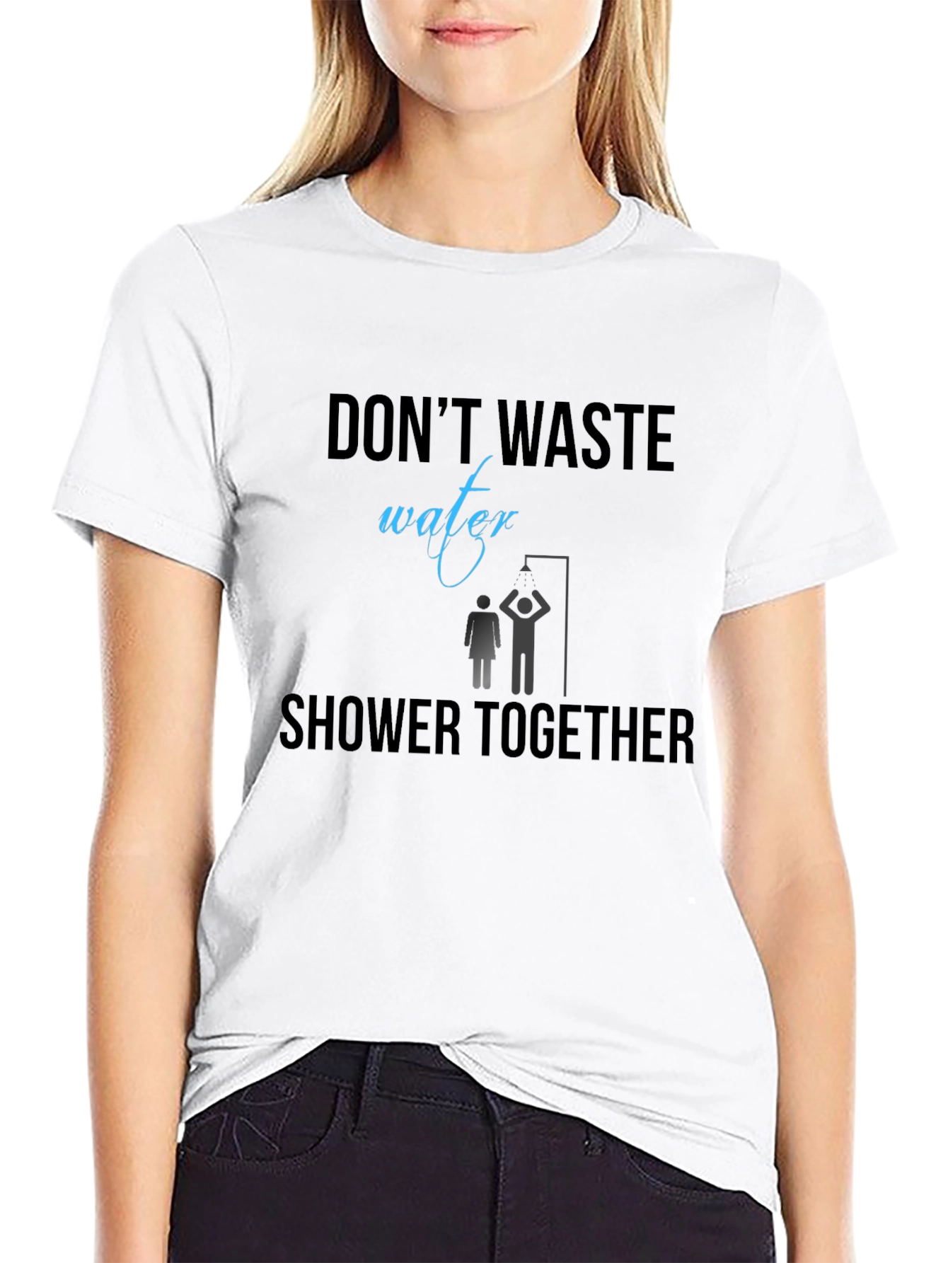 Black Humorous "Shower Together" Graphic Tee view 9