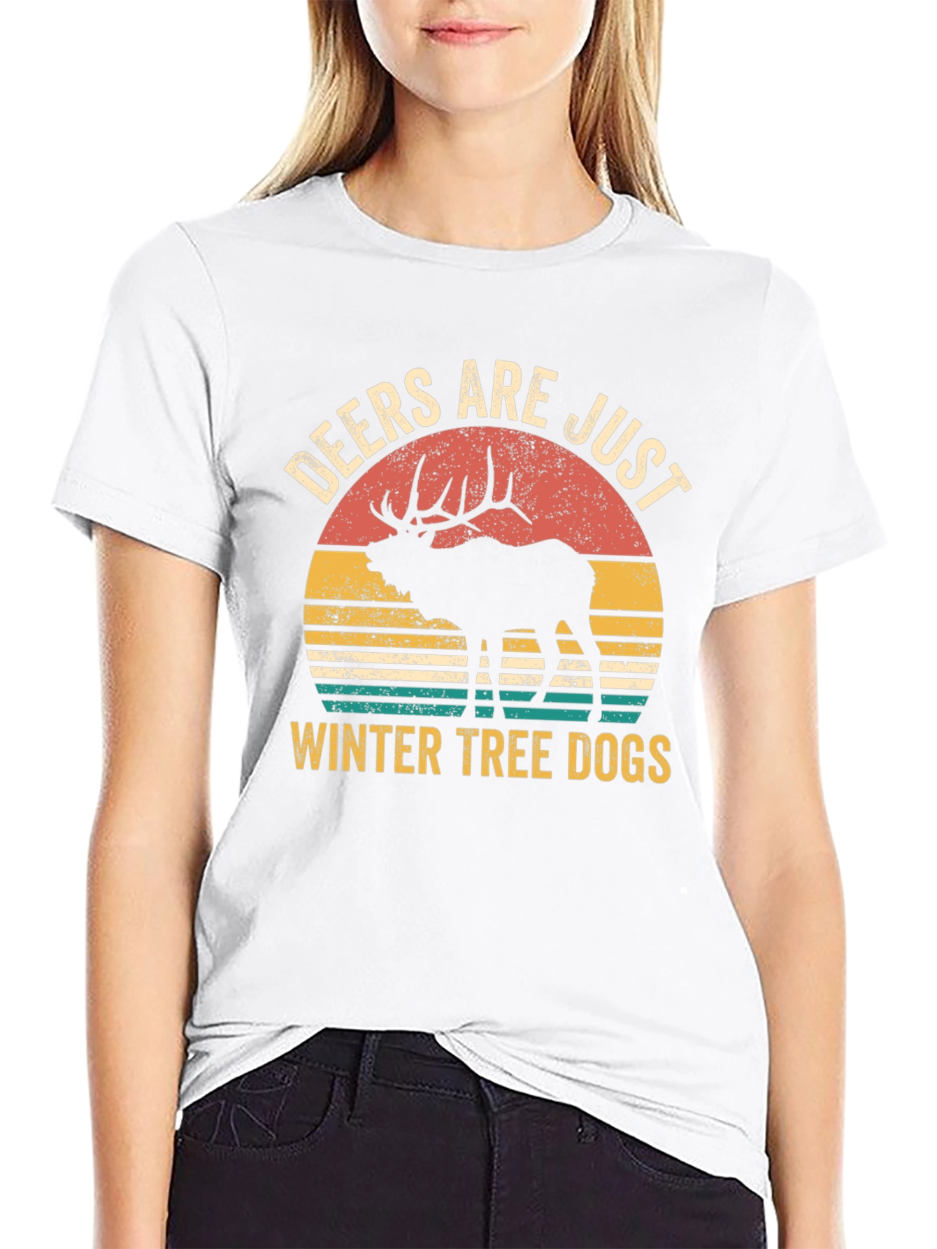 Black Deers Are Just Winter Tree Dogs Graphic T-Shirt view 9