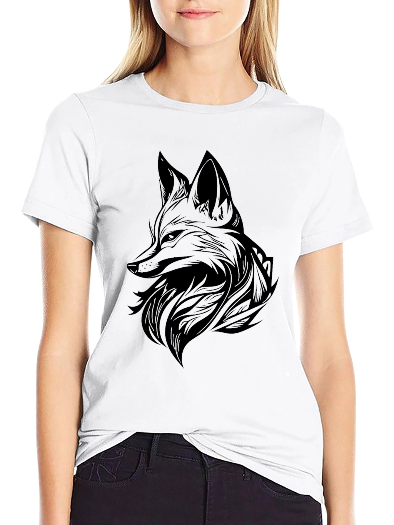 Black Black Fox Graphic Tee - Men's Stylish Print T-Shirt view 9
