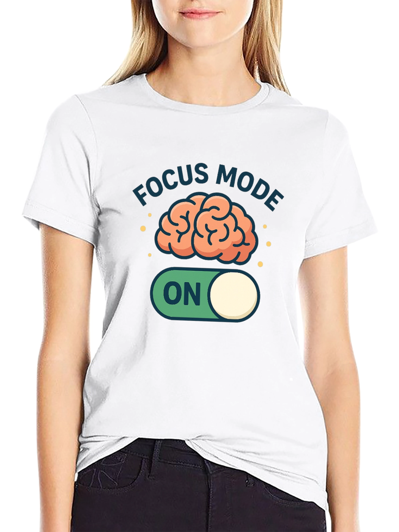 Black Focus Mode On Brain Graphic Tee - Black view 9