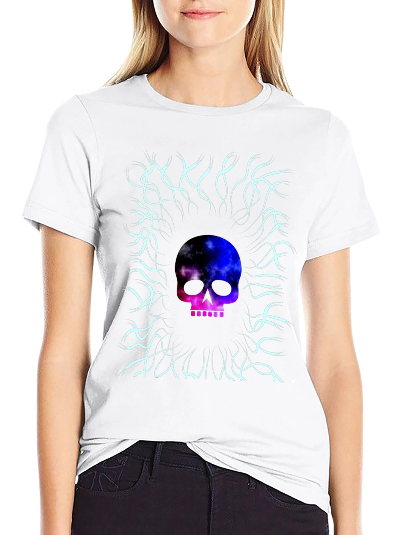 Black Cosmic Skull Graphic Tee - Unique Design view 9