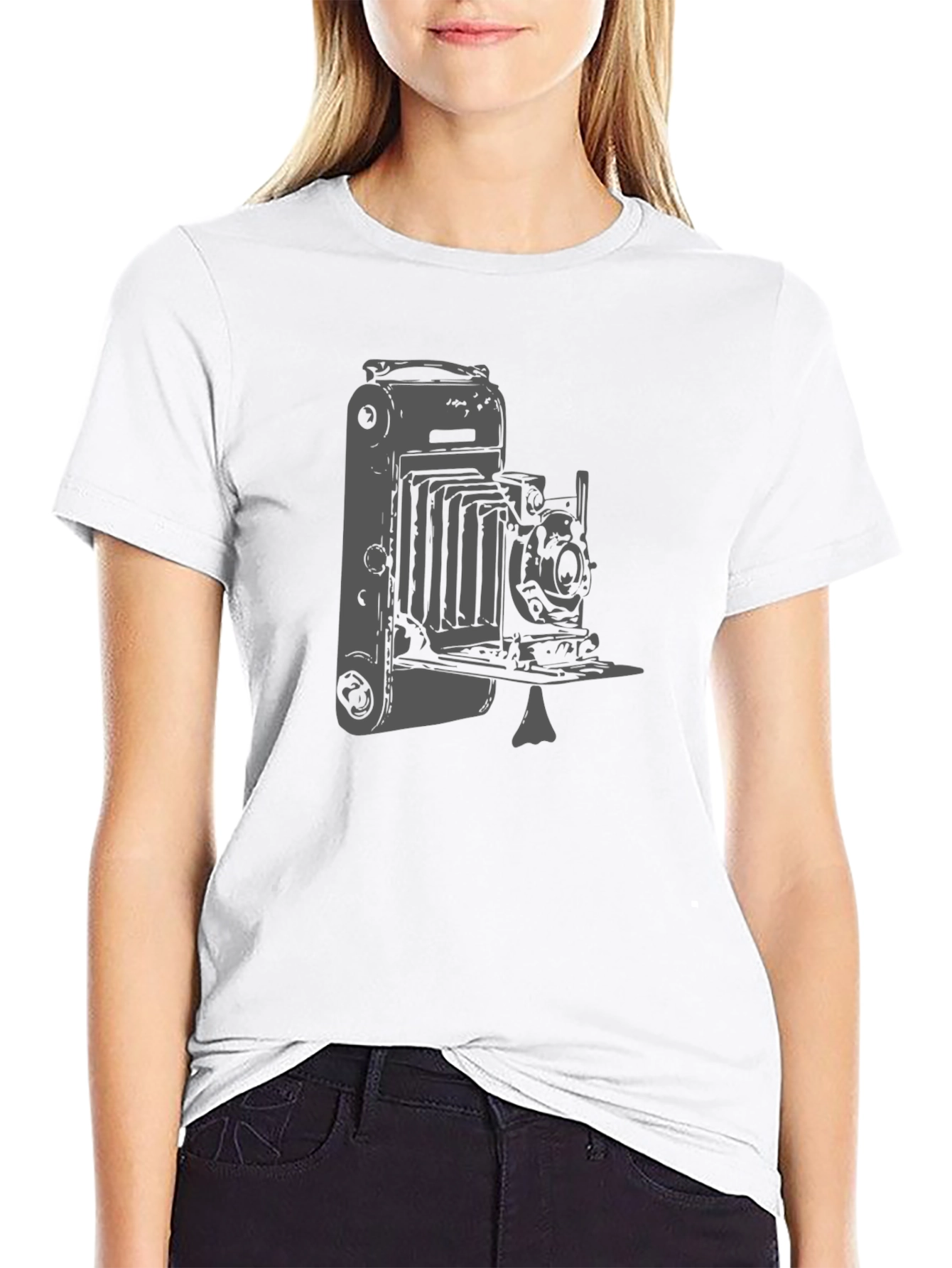 Black Vintage Camera Graphic Tee - Classic Style! view 9