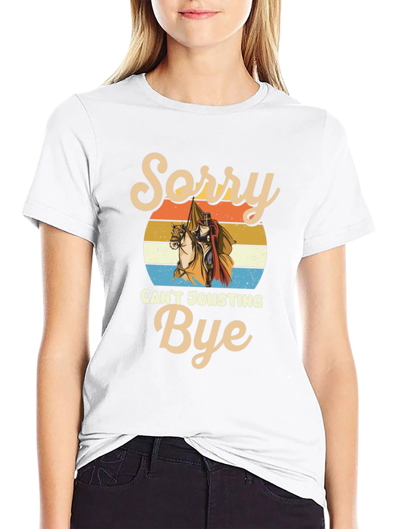 Black Sorry Can't Jousting Bye Funny Medieval Knight T-Shirt view 9