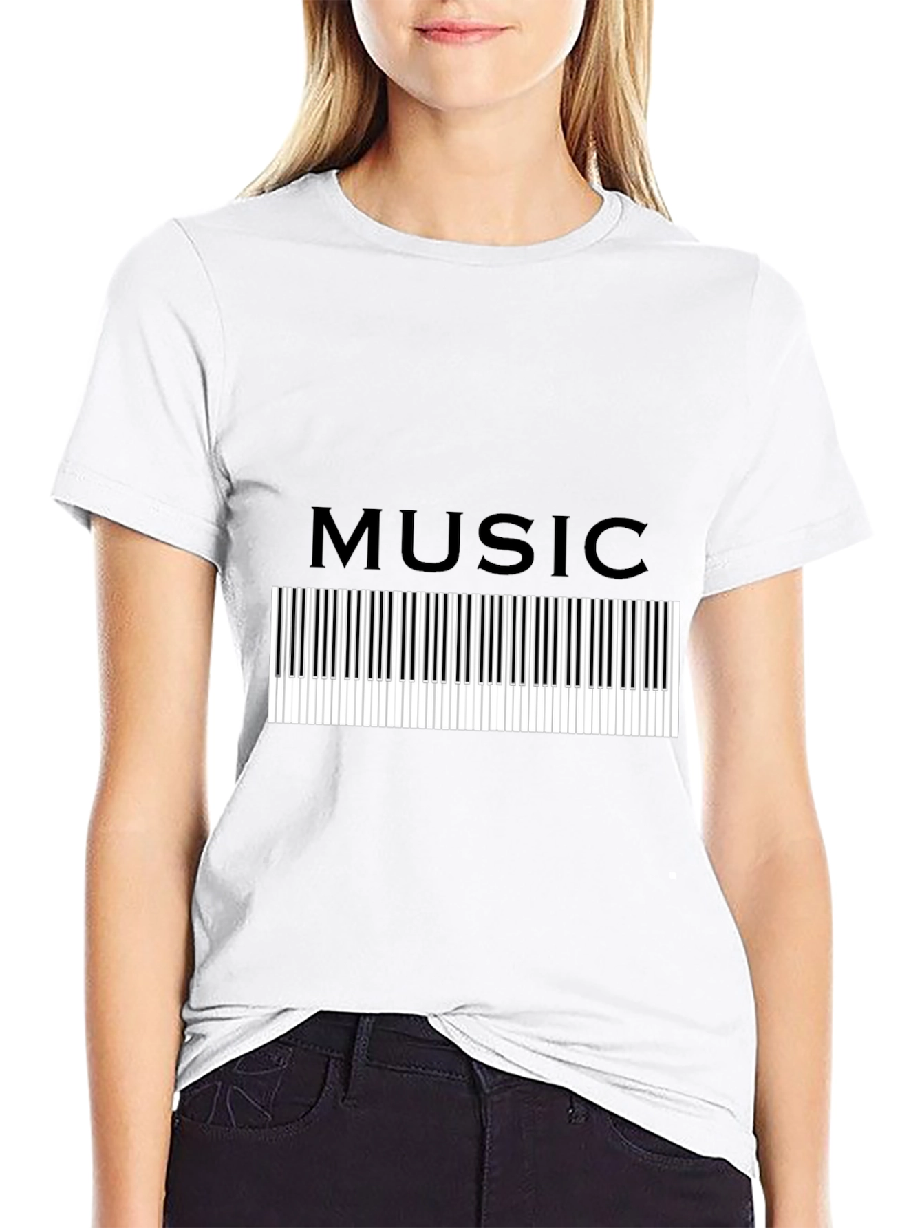 Black Music Keyboard Graphic Tee - Black T-Shirt view 9