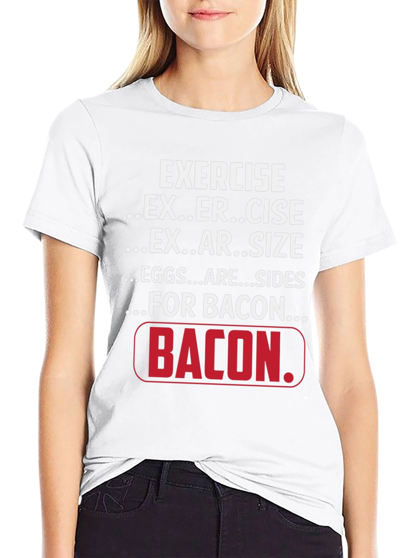 Black Exercise for Bacon Black Graphic T-Shirt view 9