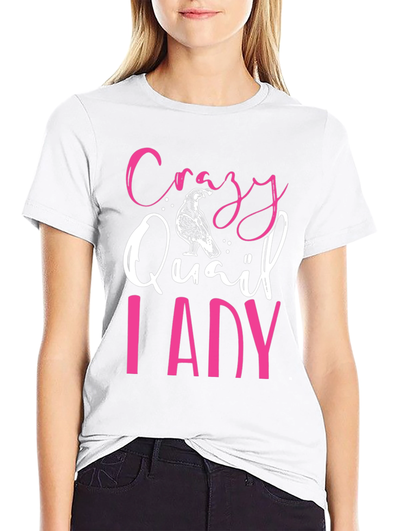 Black Crazy Quail Lady Graphic Tee - Black T-Shirt view 9