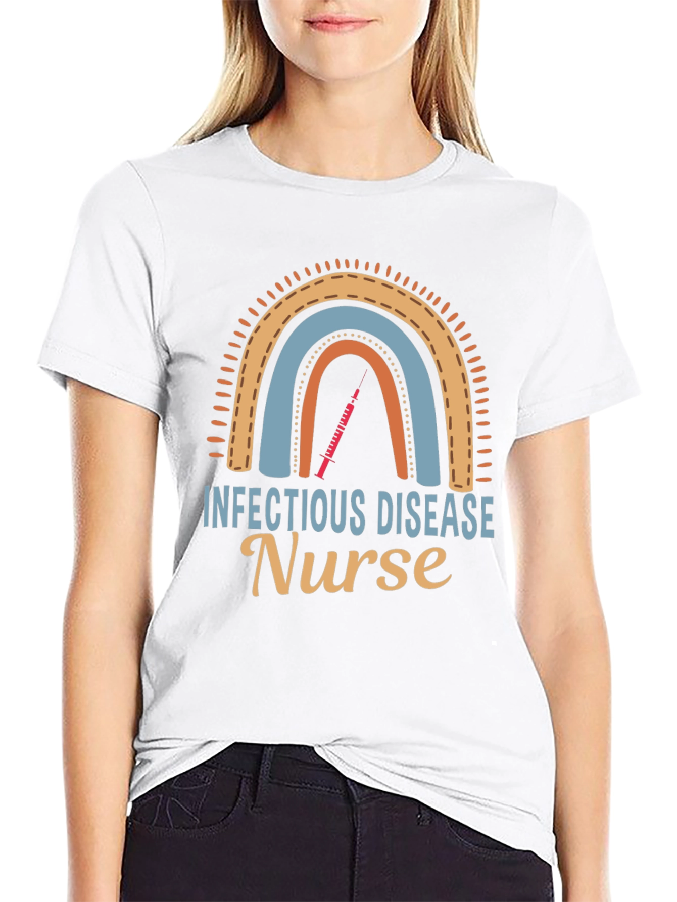 Black Infectious Disease Nurse Rainbow Graphic Tee view 9