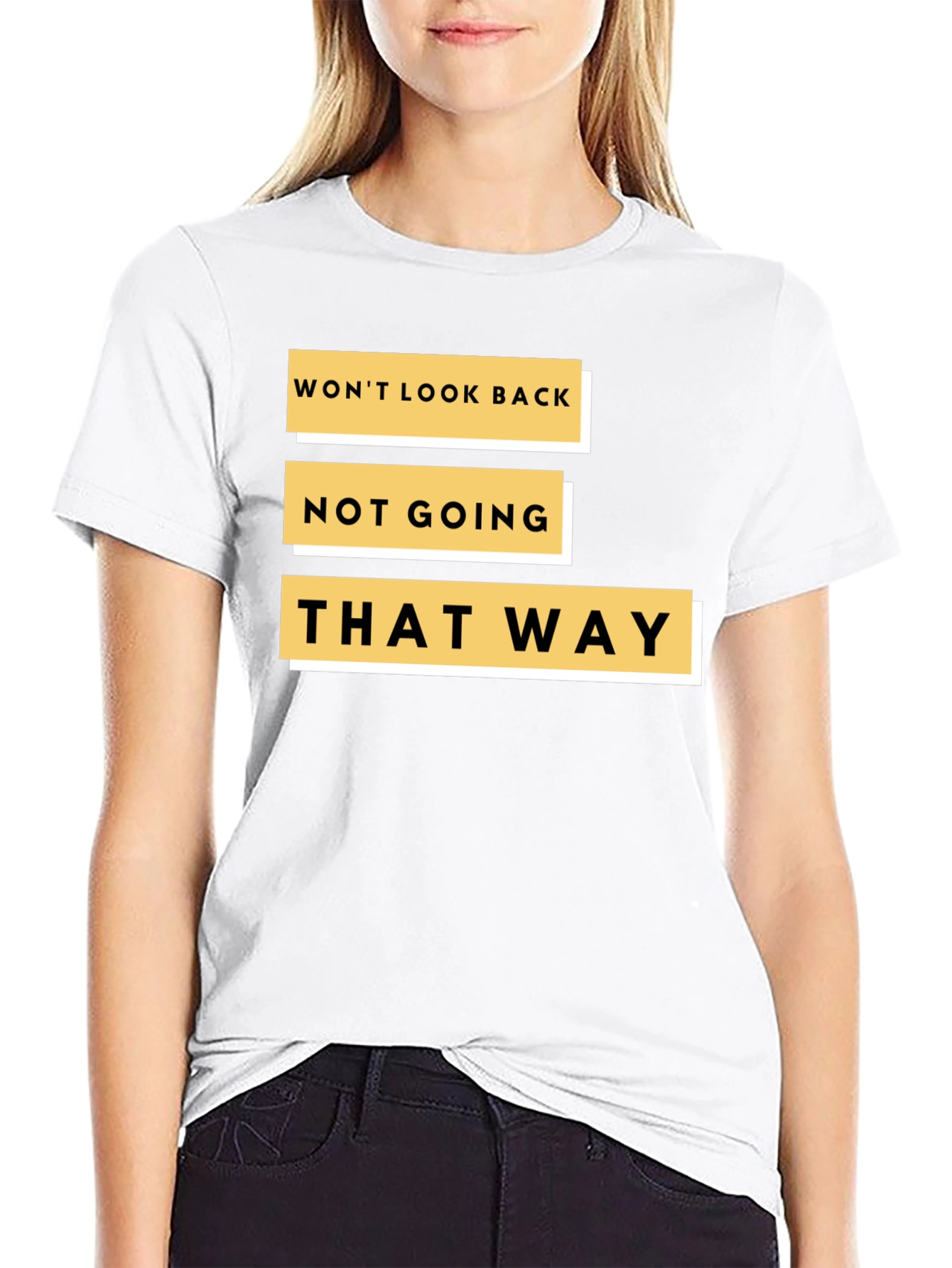 Black Bold Statement Tee: Won't Look Back - Black view 9
