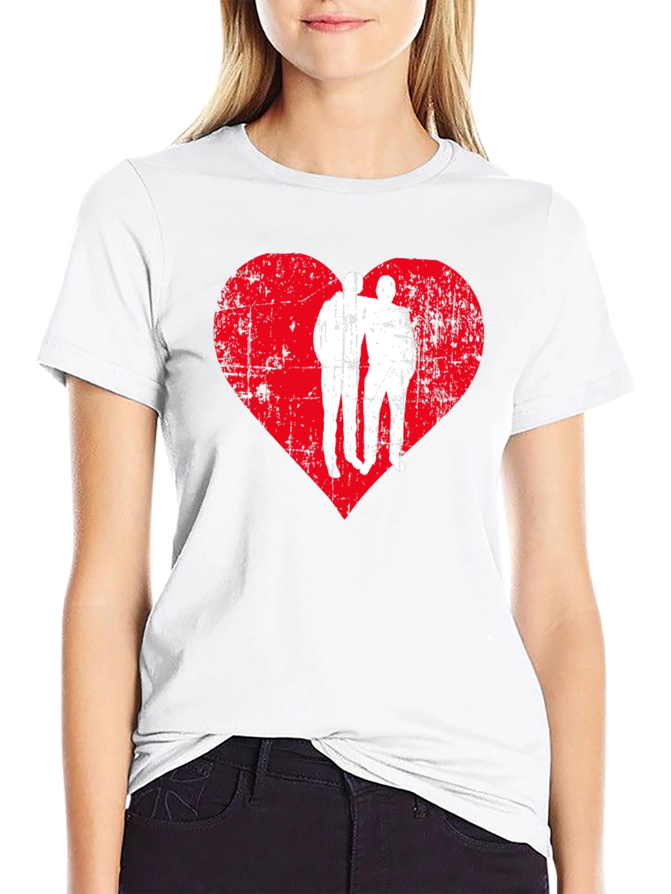 Black Distressed Heart Friends Graphic Tee - Black view 9