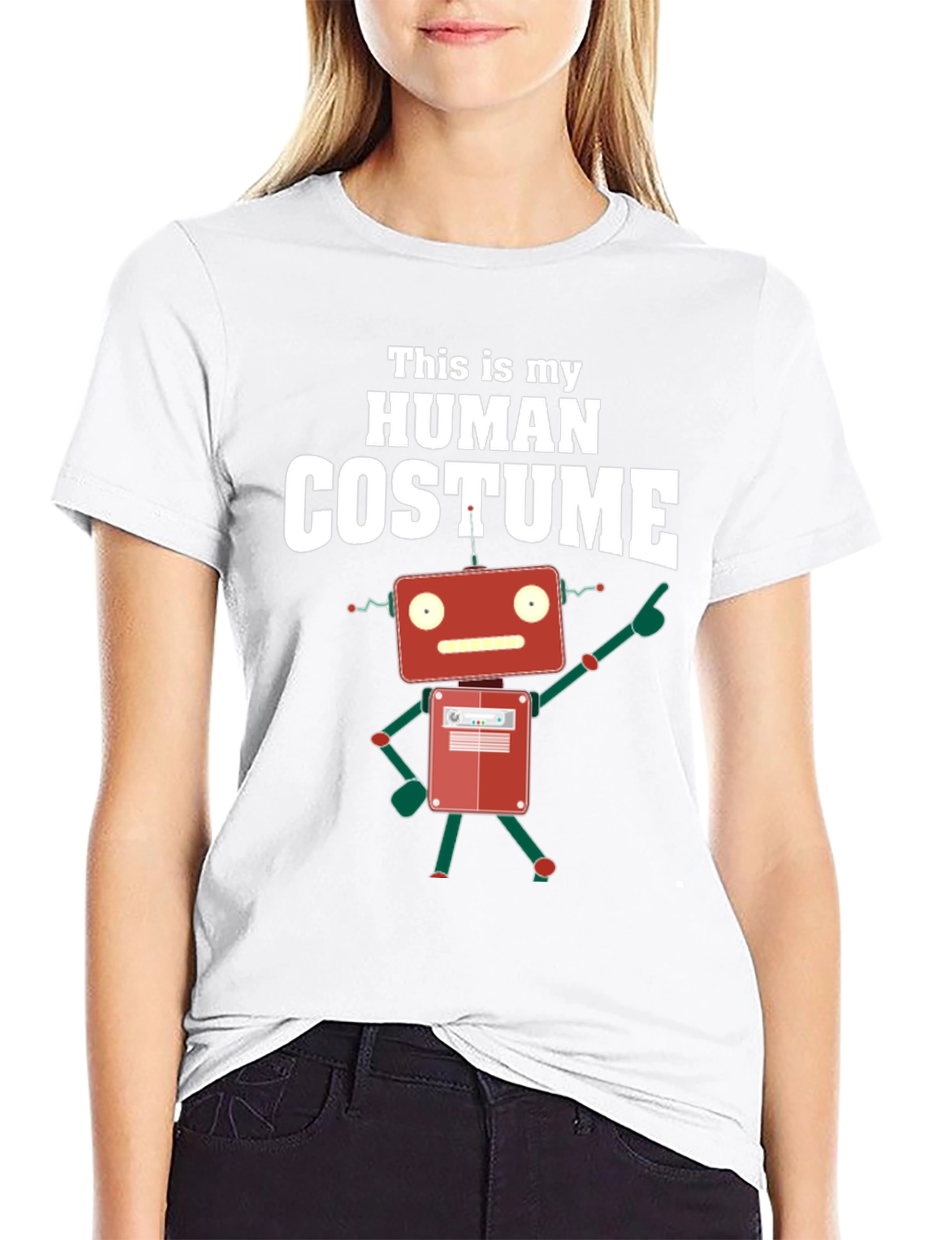 Black Human Costume Robot Graphic T-Shirt view 9