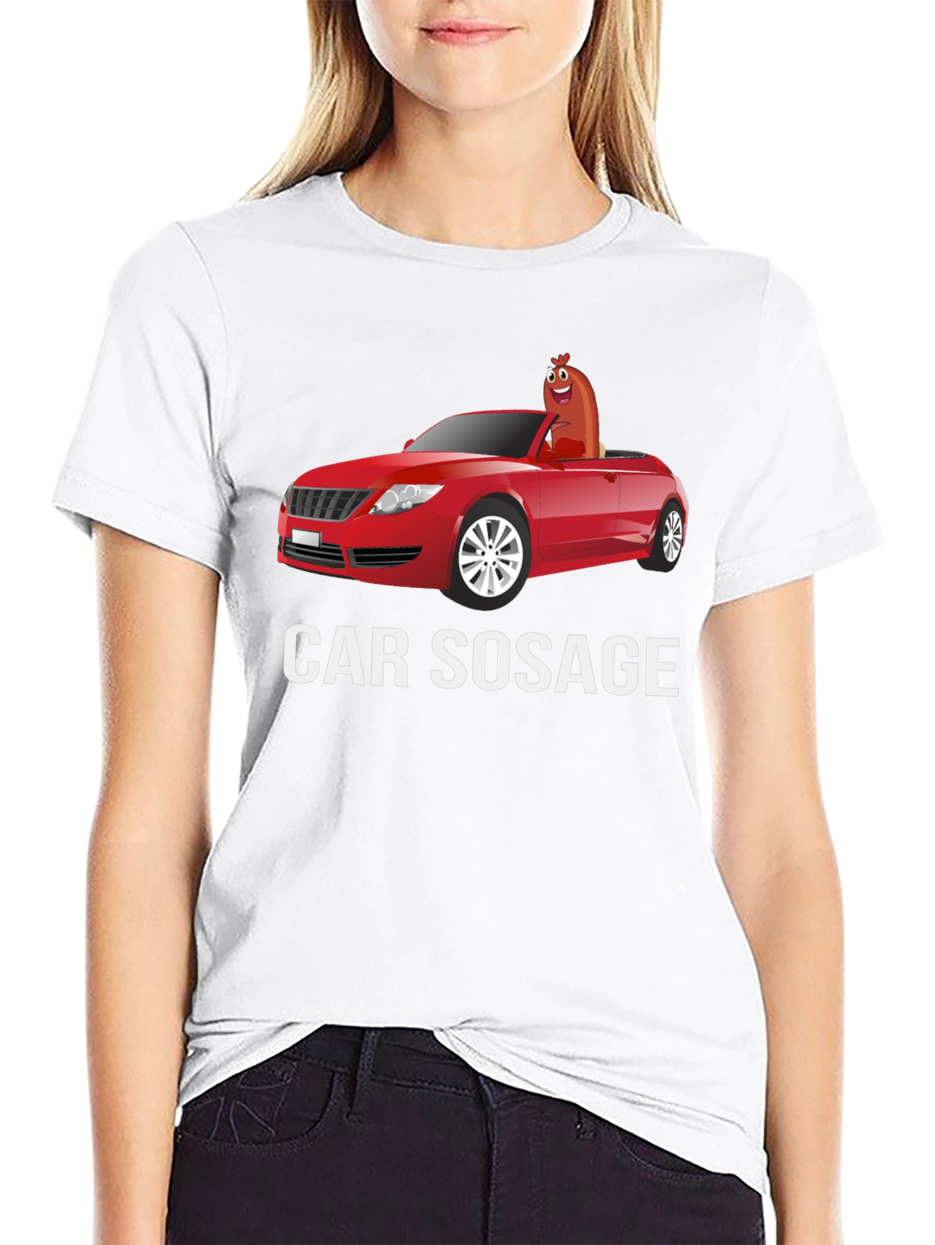 Black Car Sausage Graphic T-Shirt - Unisex Cotton Tee view 9