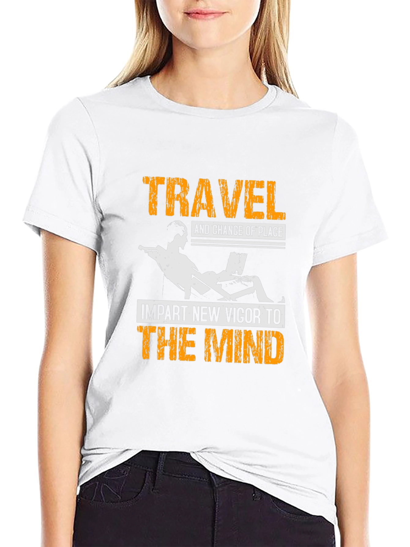 Black Travel Vigor Mind Graphic Tee - Black Cotton T-Shirt view 9