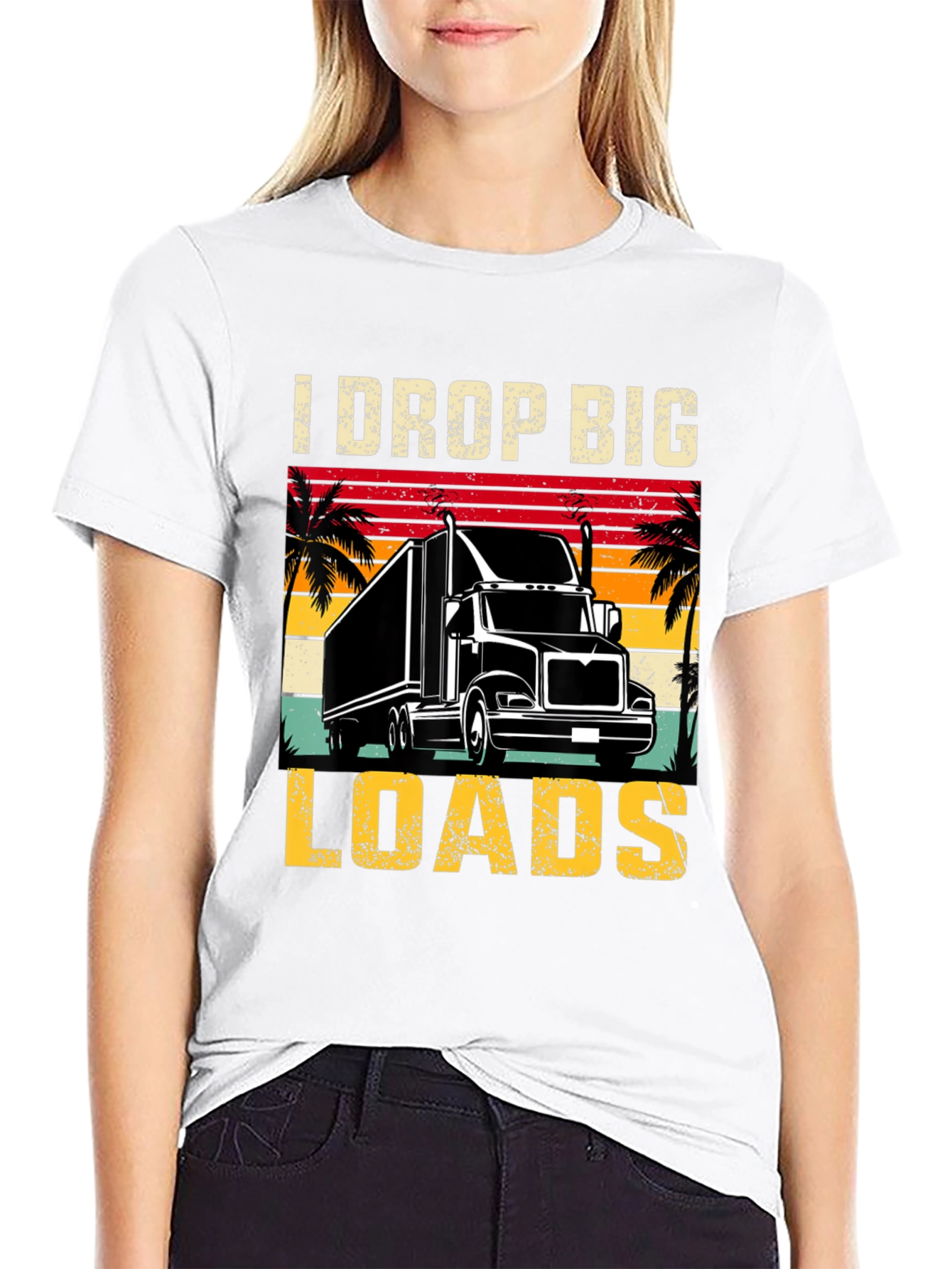 Black I Drop Big Loads Trucker T-Shirt view 9