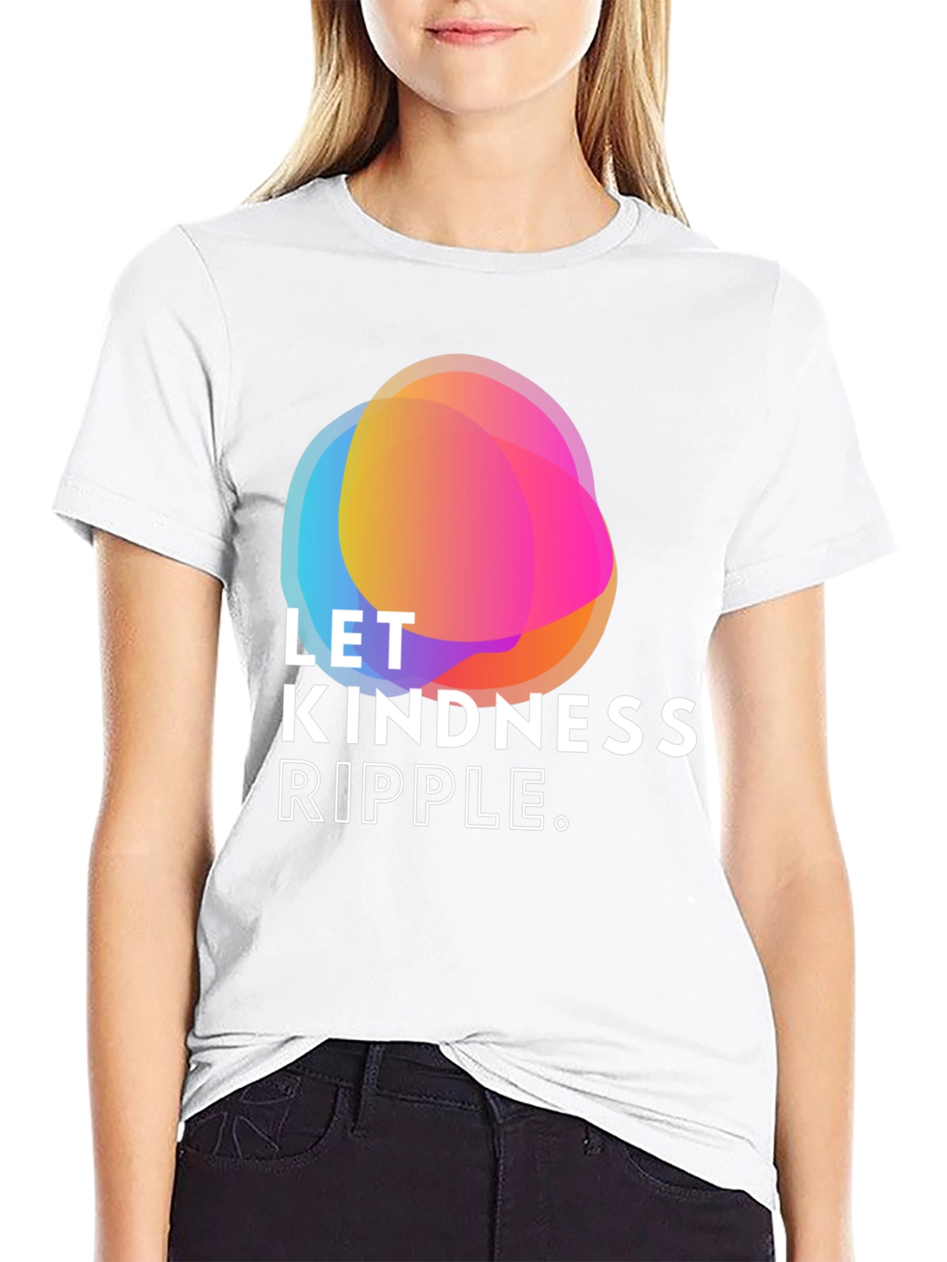 Black Kindness Ripple Graphic Tee - Soft Black Shirt view 9