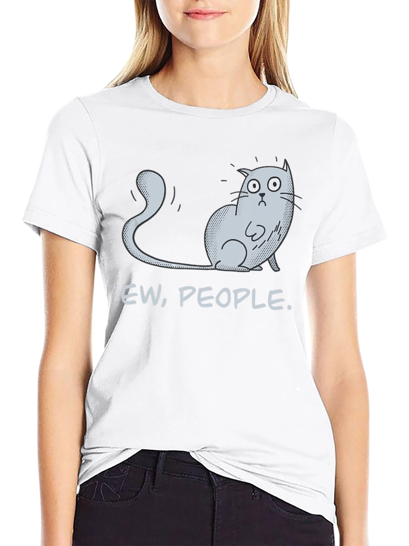 Black Ew People Cat Graphic Tee - Novelty T-Shirt view 9