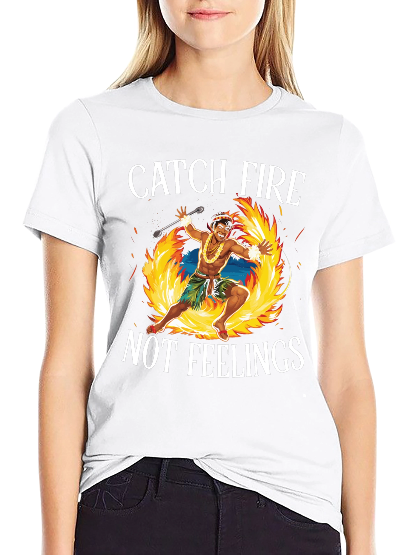 Black Catch Fire Not Feelings T-Shirt view 9