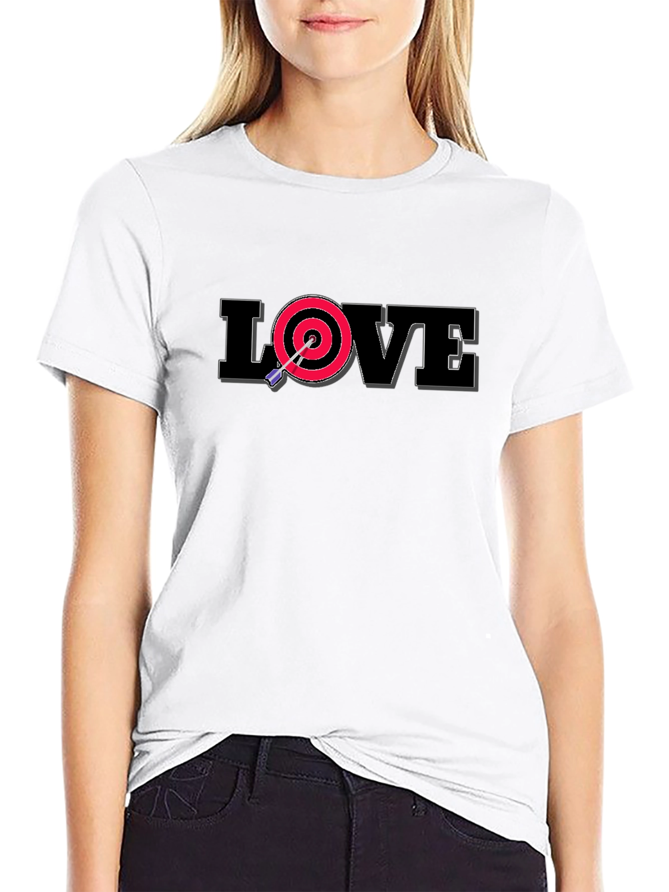 Black LOVE Dartboard T-Shirt - Perfect Aim, True Love view 9
