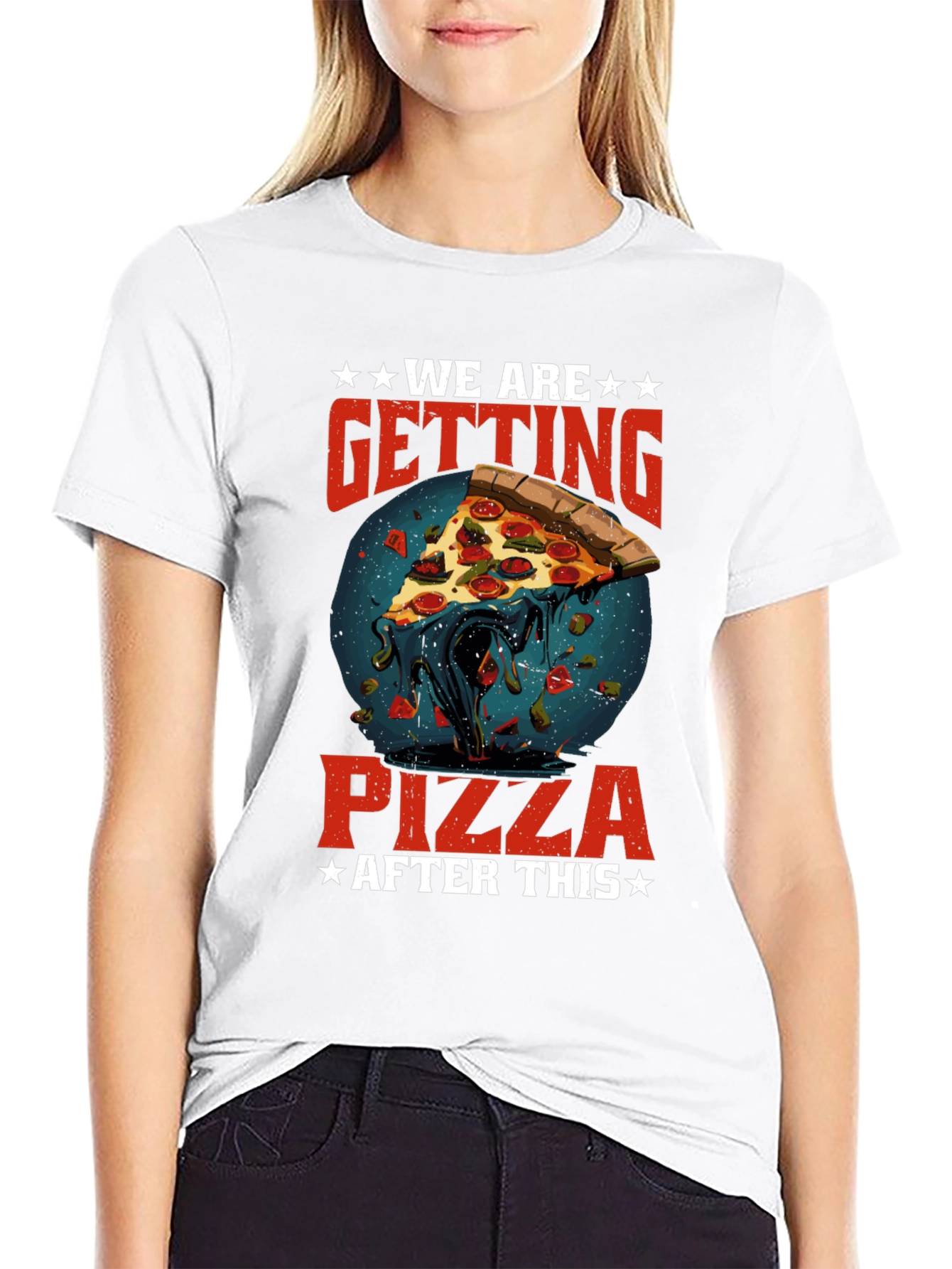 Black We Are Getting Pizza After This Graphic T-Shirt view 9