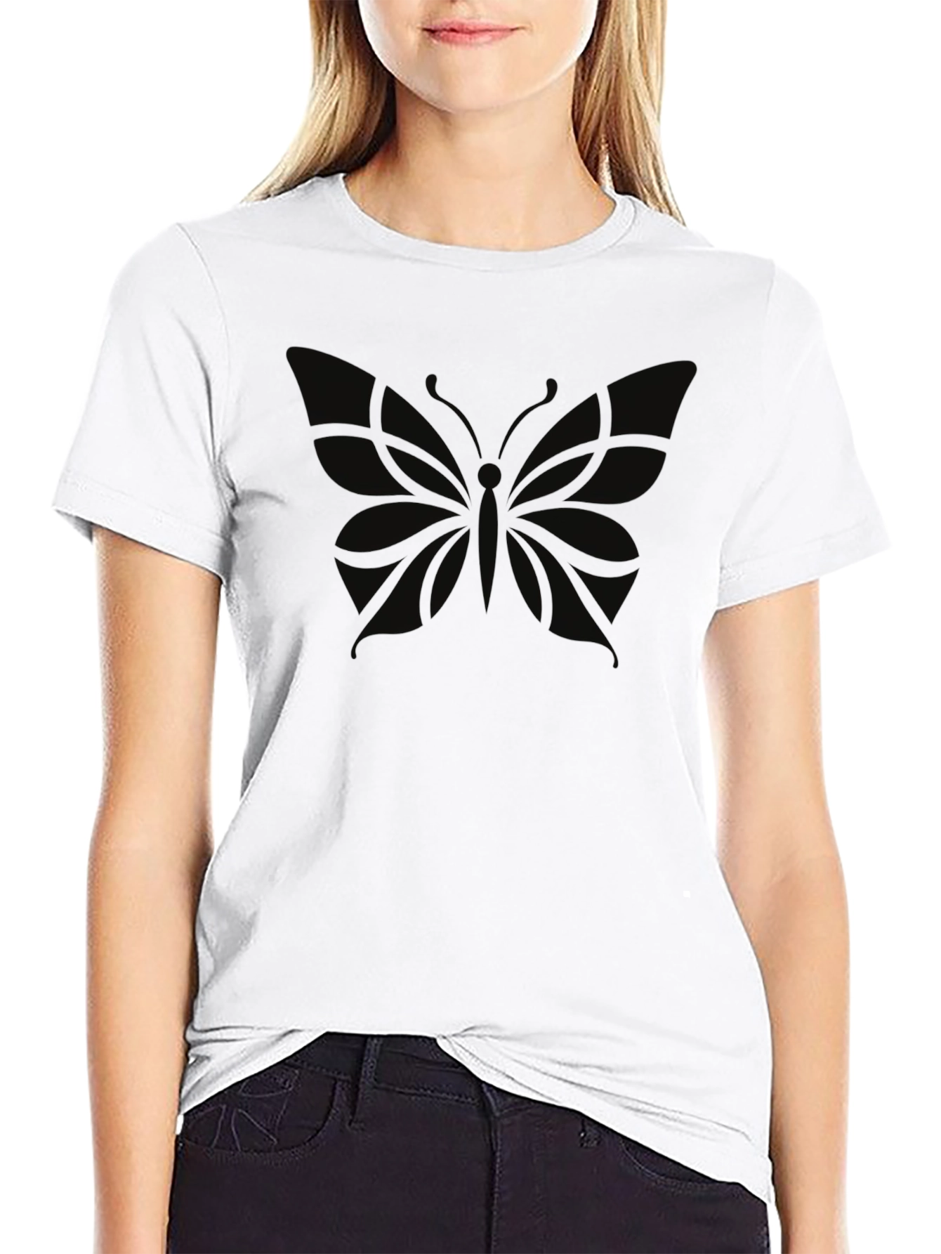 Black Men's Black Butterfly Graphic T-Shirt view 9