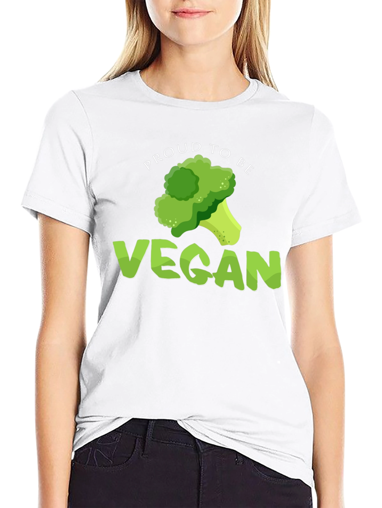 Black Proud to be Vegan Broccoli Graphic T-Shirt view 9