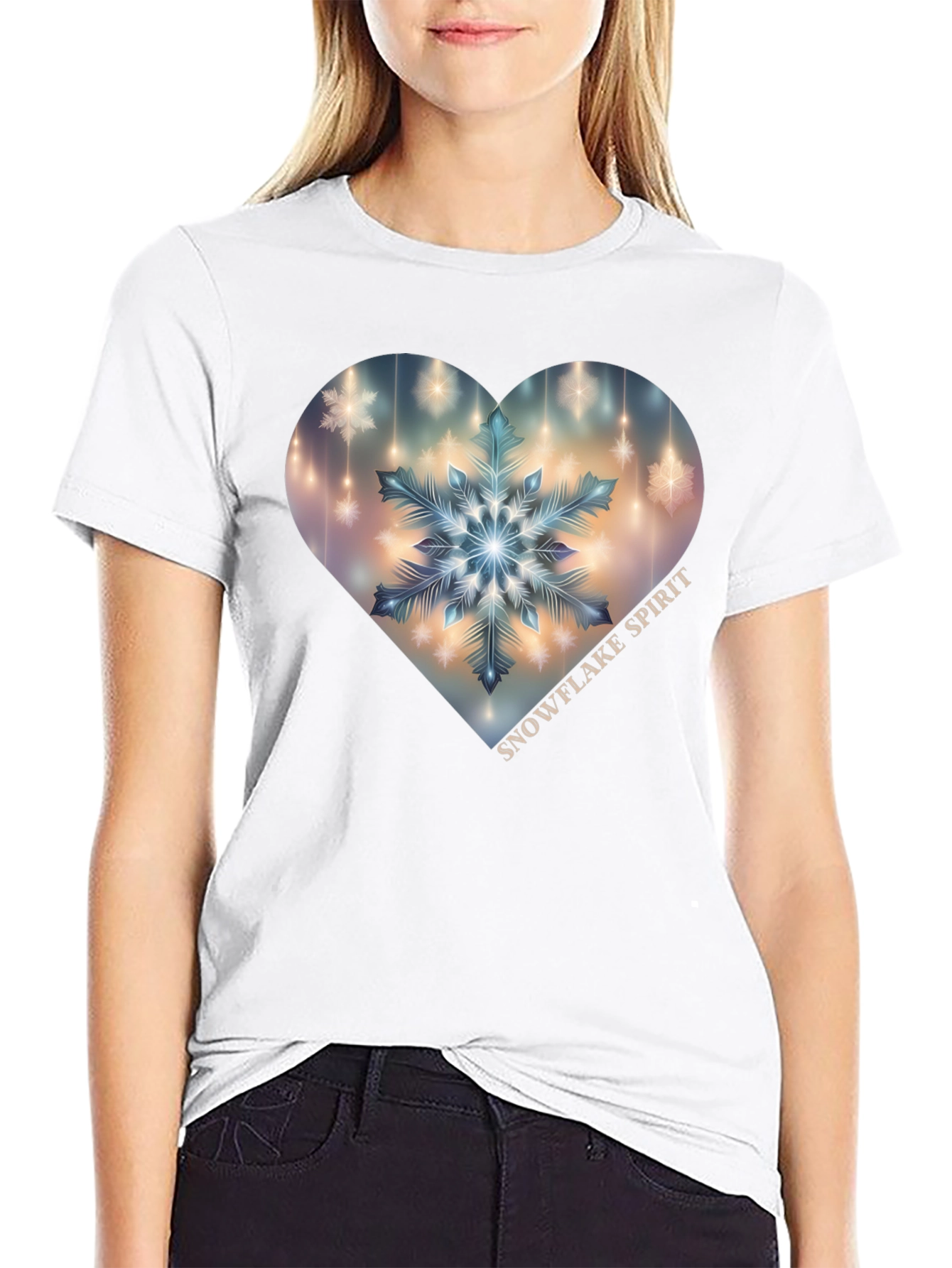 Black Snowflake Spirit Heart Graphic Tee - Black view 9