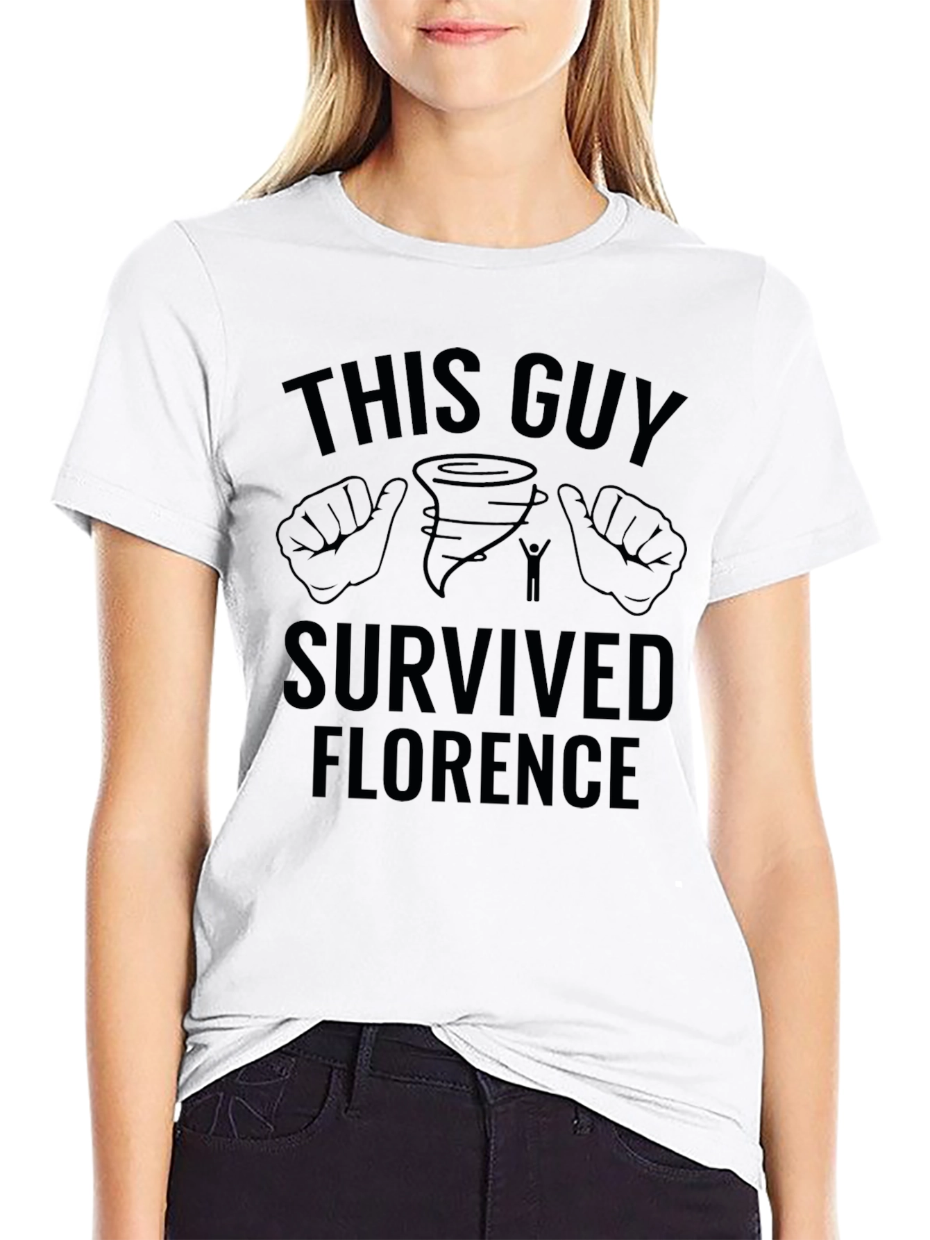 Black This Guy Survived Florence Black Graphic T-Shirt view 9