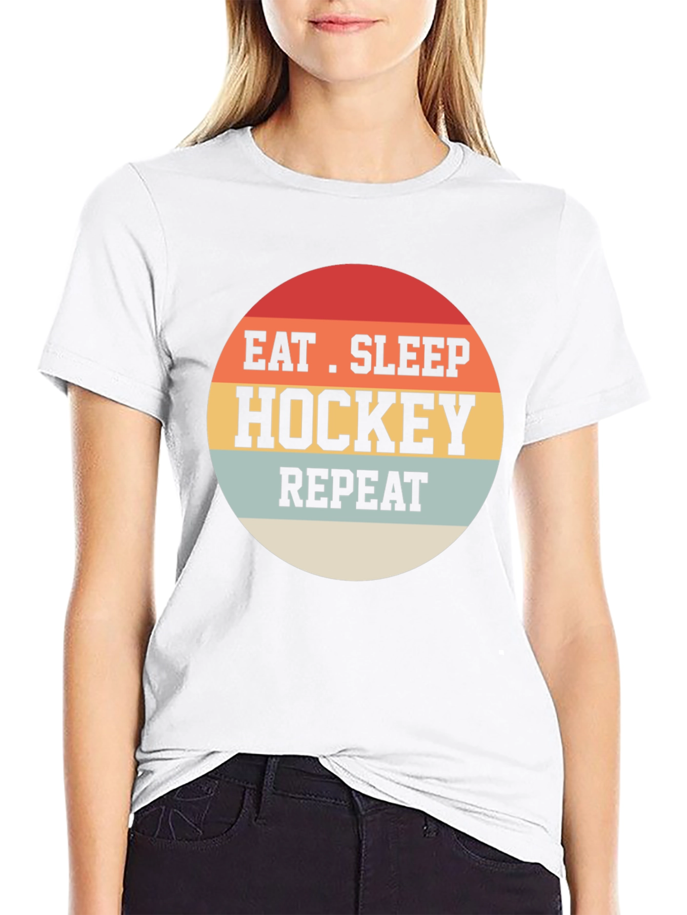 Black Eat Sleep Hockey Repeat T-Shirt view 9