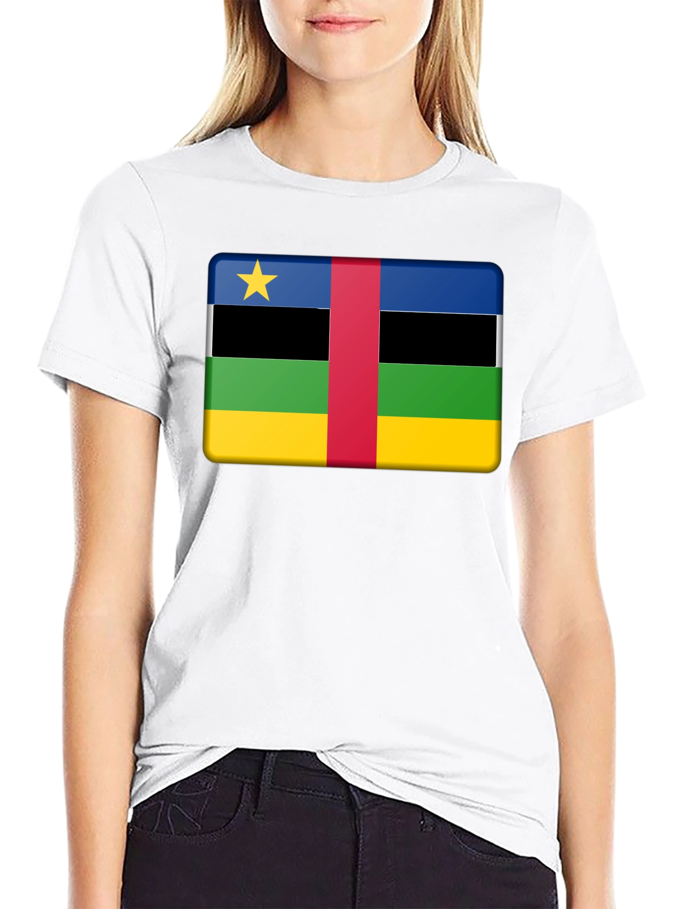 Black Central African Republic Flag T-Shirt view 9