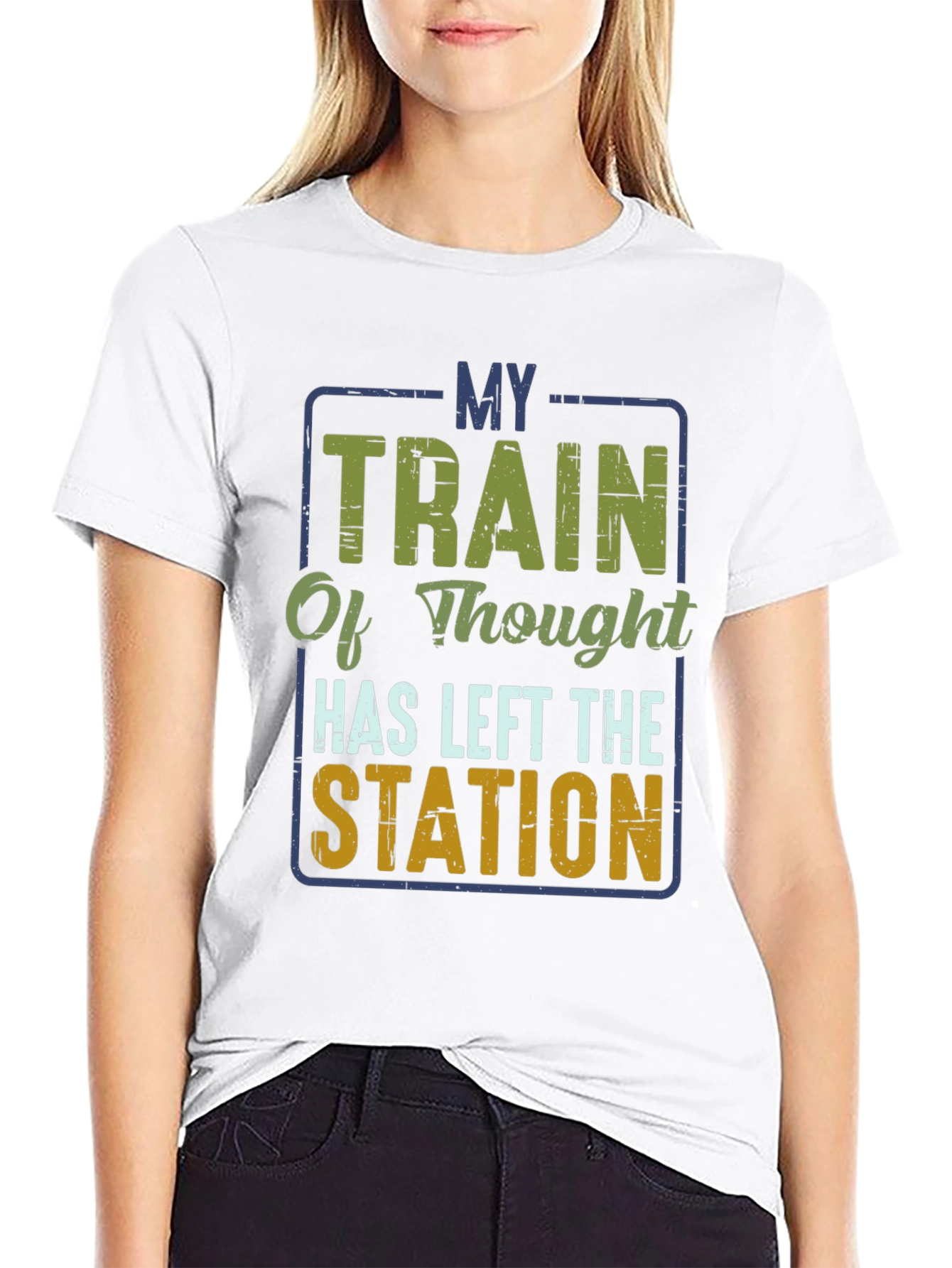 Black My Train of Thought T-Shirt - Funny Graphic Tee view 9