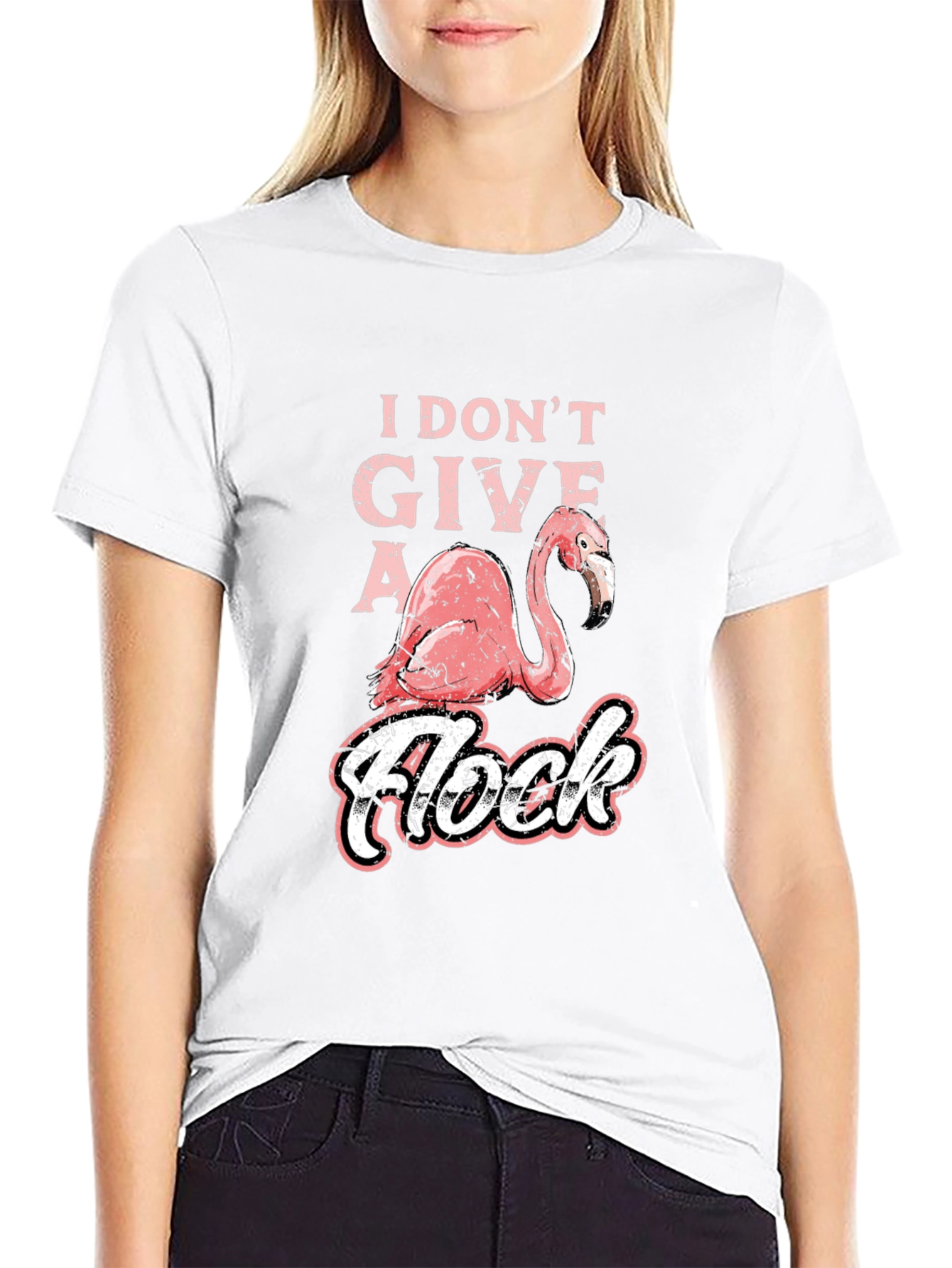 Black I Don't Give a Flock Flamingo Graphic T-Shirt view 9