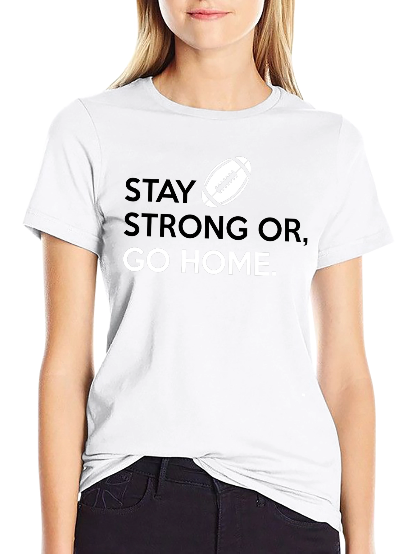 Black Stay Strong Football Graphic T-Shirt view 9