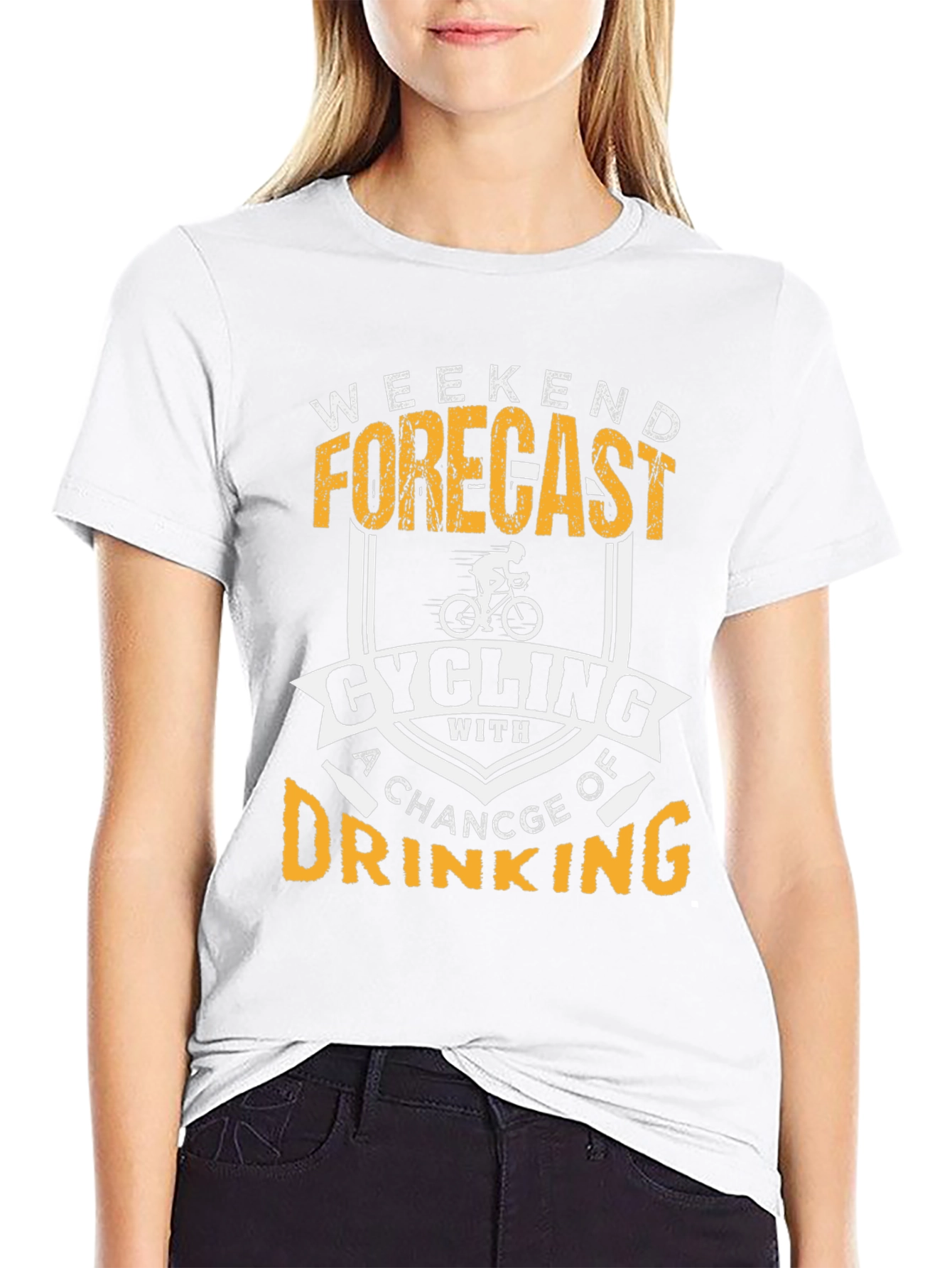 Black Cycling & Drinking T-Shirt: Weekend Forecast view 9