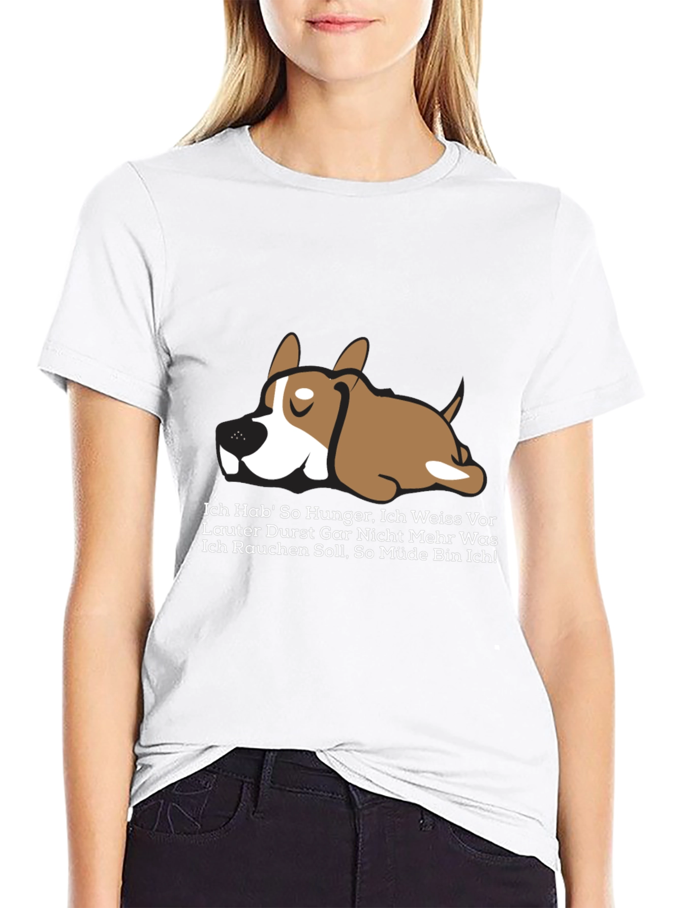 Black Lazy Dog Graphic Tee - Funny German Slogan T-Shirt view 9