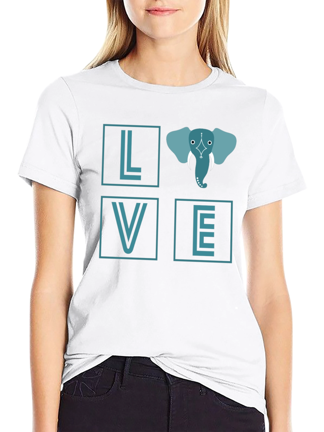Black Elephant Love Graphic Tee - Stylish Black T-Shirt view 9