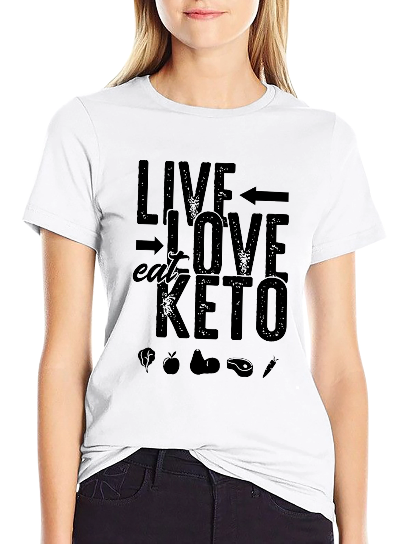 Black Live Love Eat Keto Black T-Shirt view 9