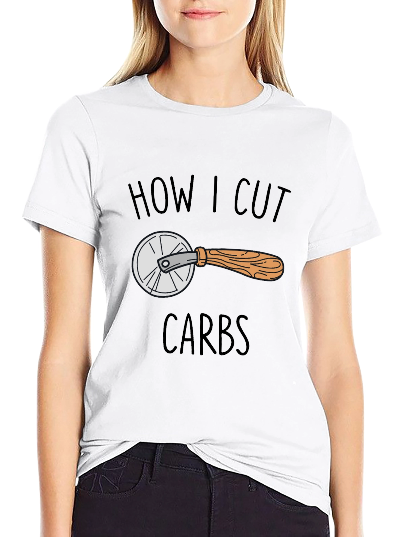 Black How I Cut Carbs Funny Graphic Tee view 9