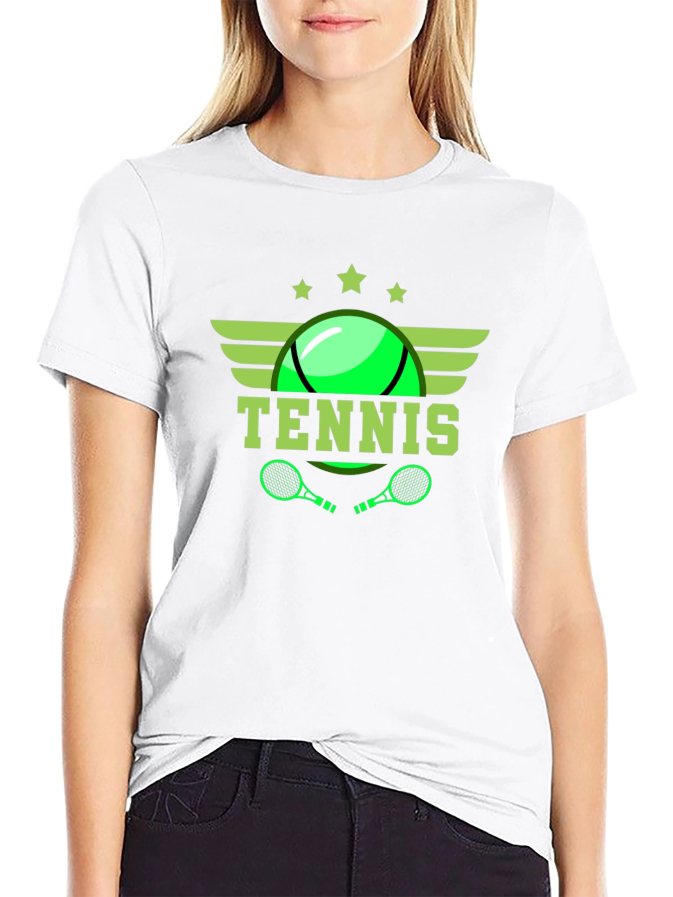 Black Tennis Graphic Tee - Black Cotton T-Shirt view 9