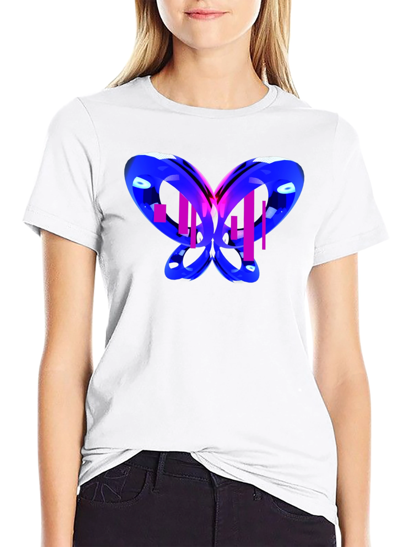 Black Abstract Butterfly Graphic T-Shirt view 9
