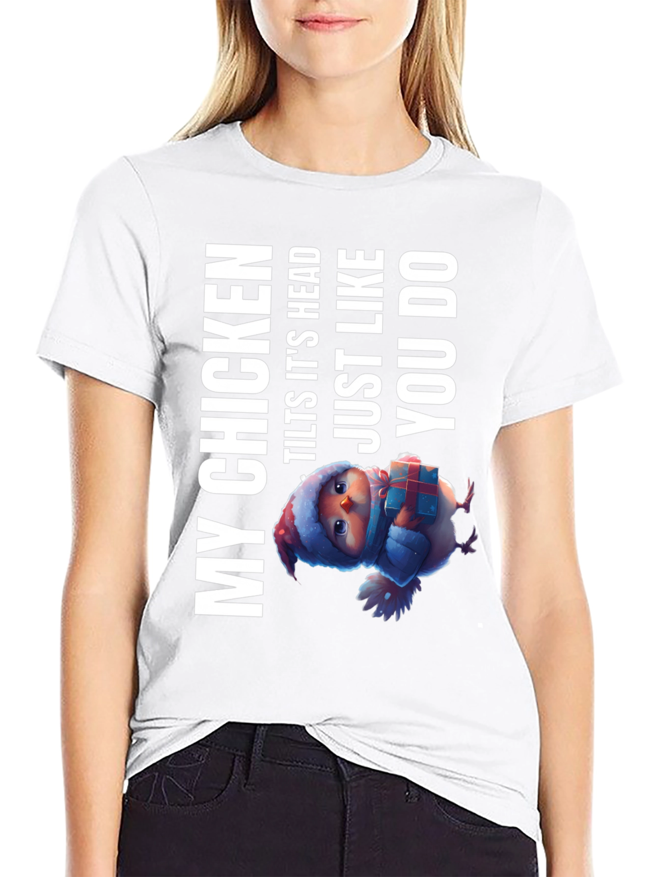 Black My Chicken Tilts Head T-Shirt - Funny Animal Tee view 9