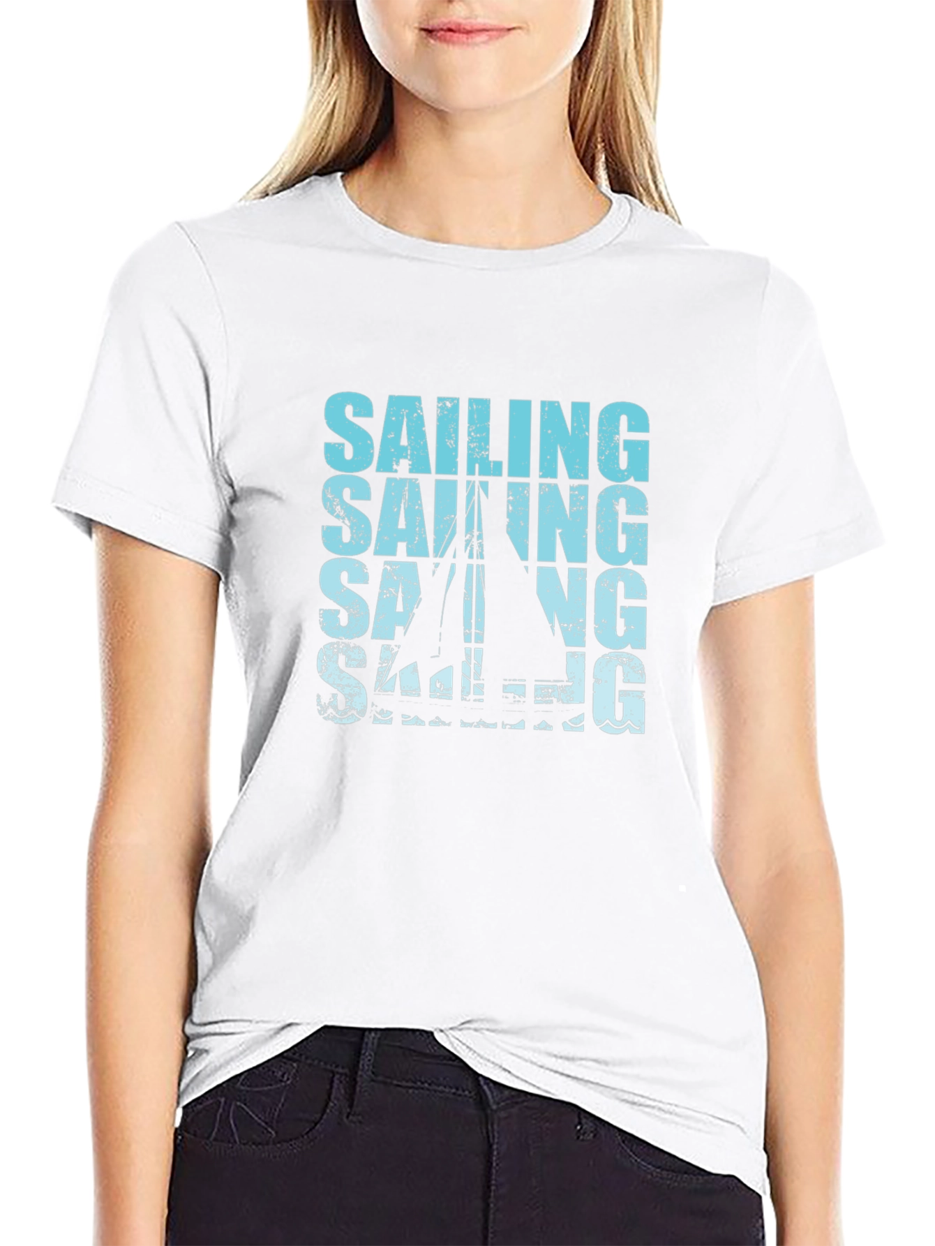 Black Sailing Graphic Print Black T-Shirt view 9