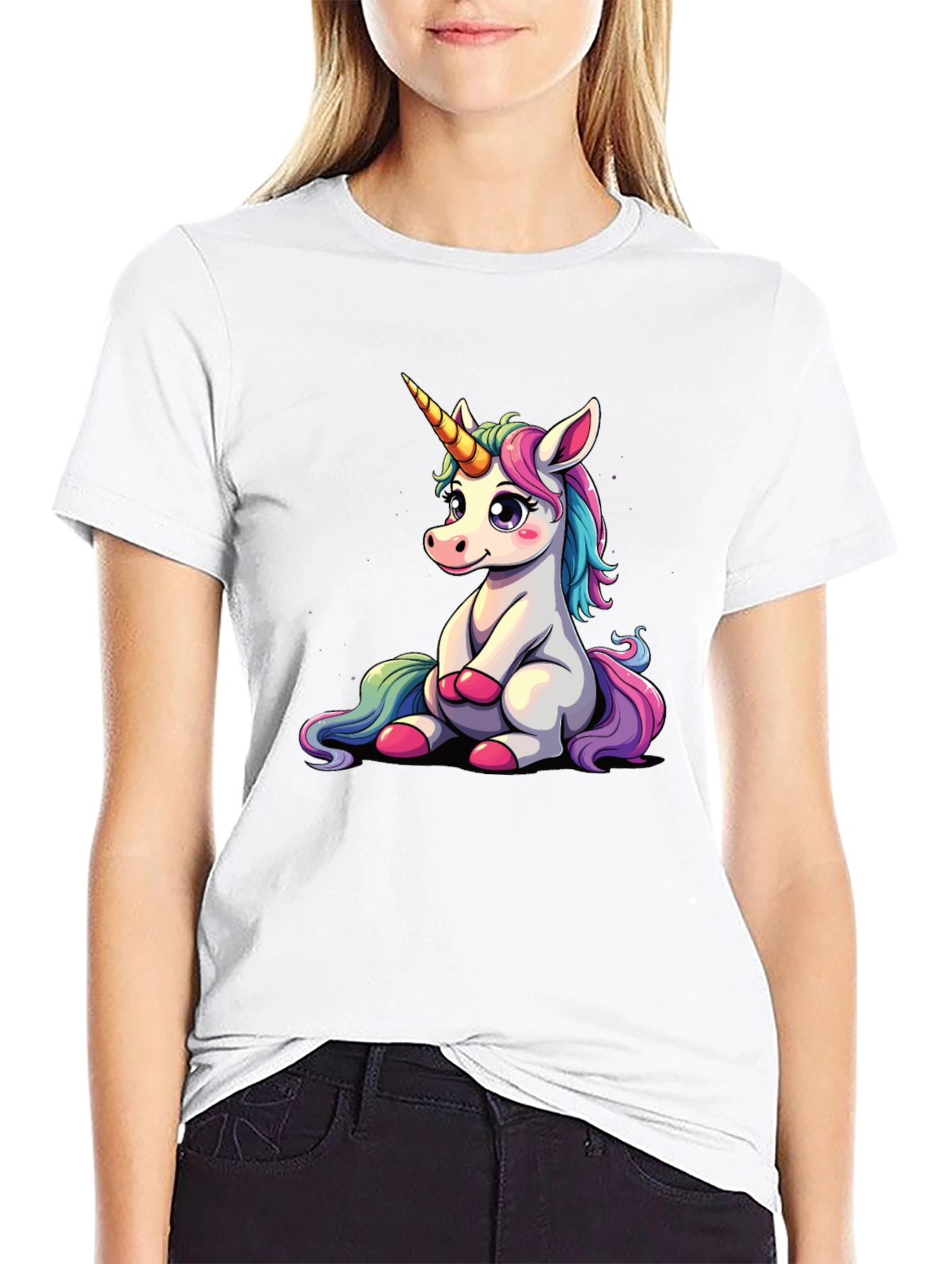 Black Unicorn Graphic Tee - Cute Cartoon Animal Print view 9