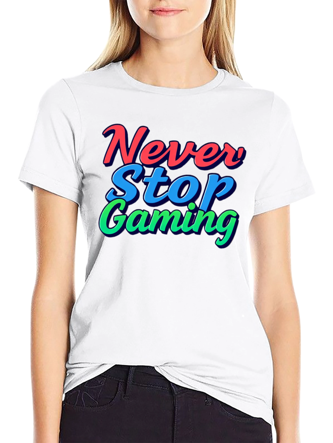 Black Never Stop Gaming T-Shirt - Black view 9