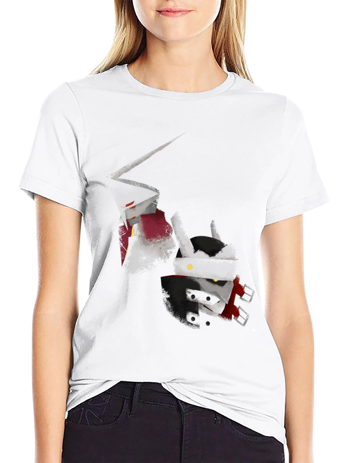 Black Abstract Robot Graphic T-Shirt view 9